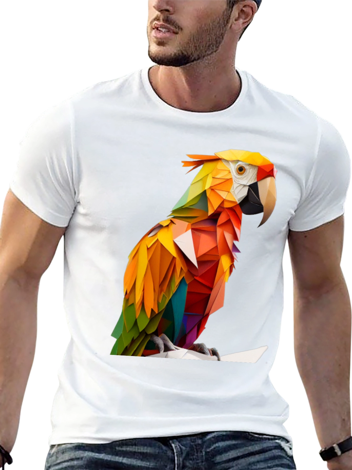 Geometric Parrot Graphic Tee - Bold & Unique Design