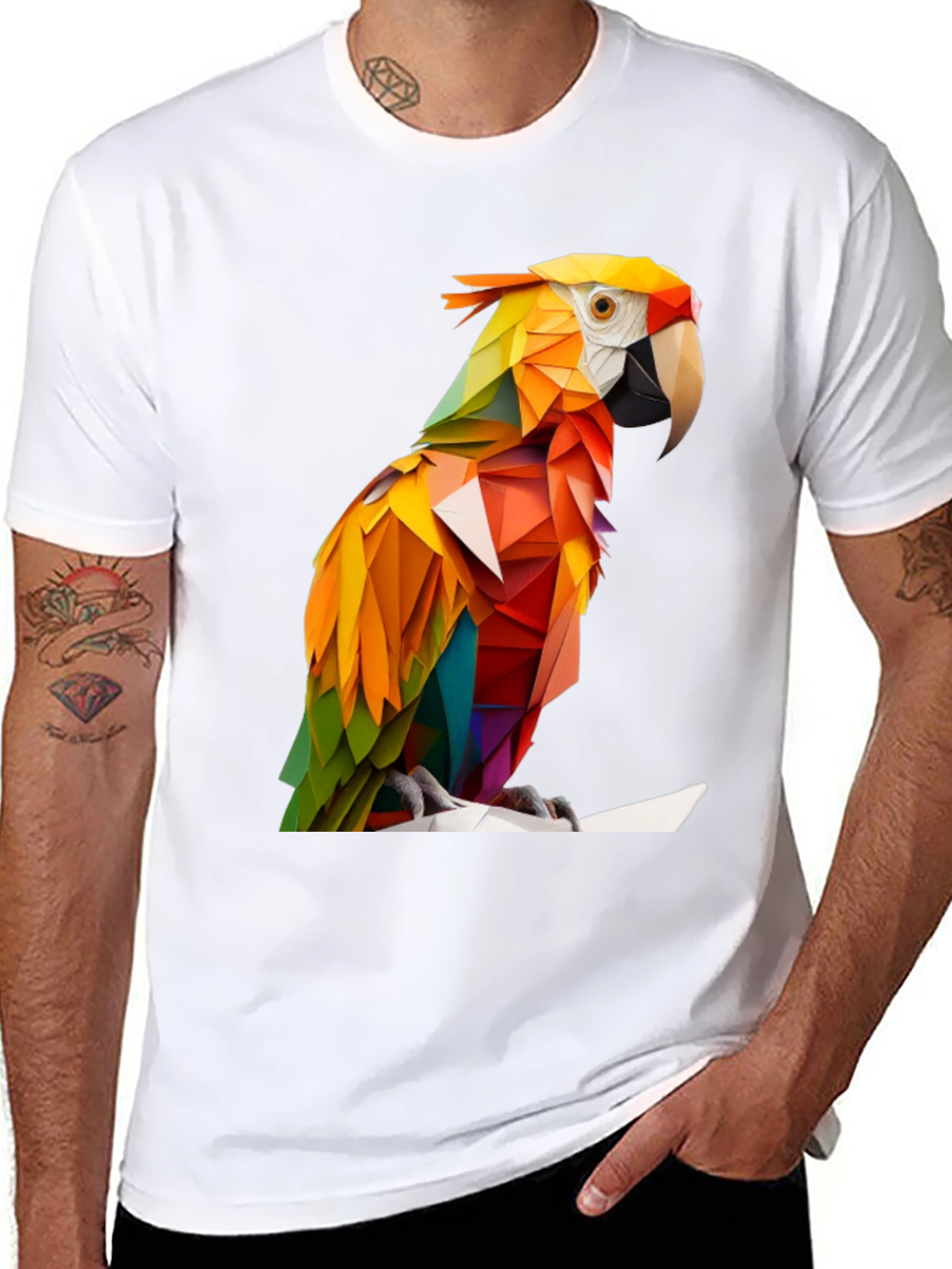 Geometric Parrot Graphic Tee - Bold & Unique Design