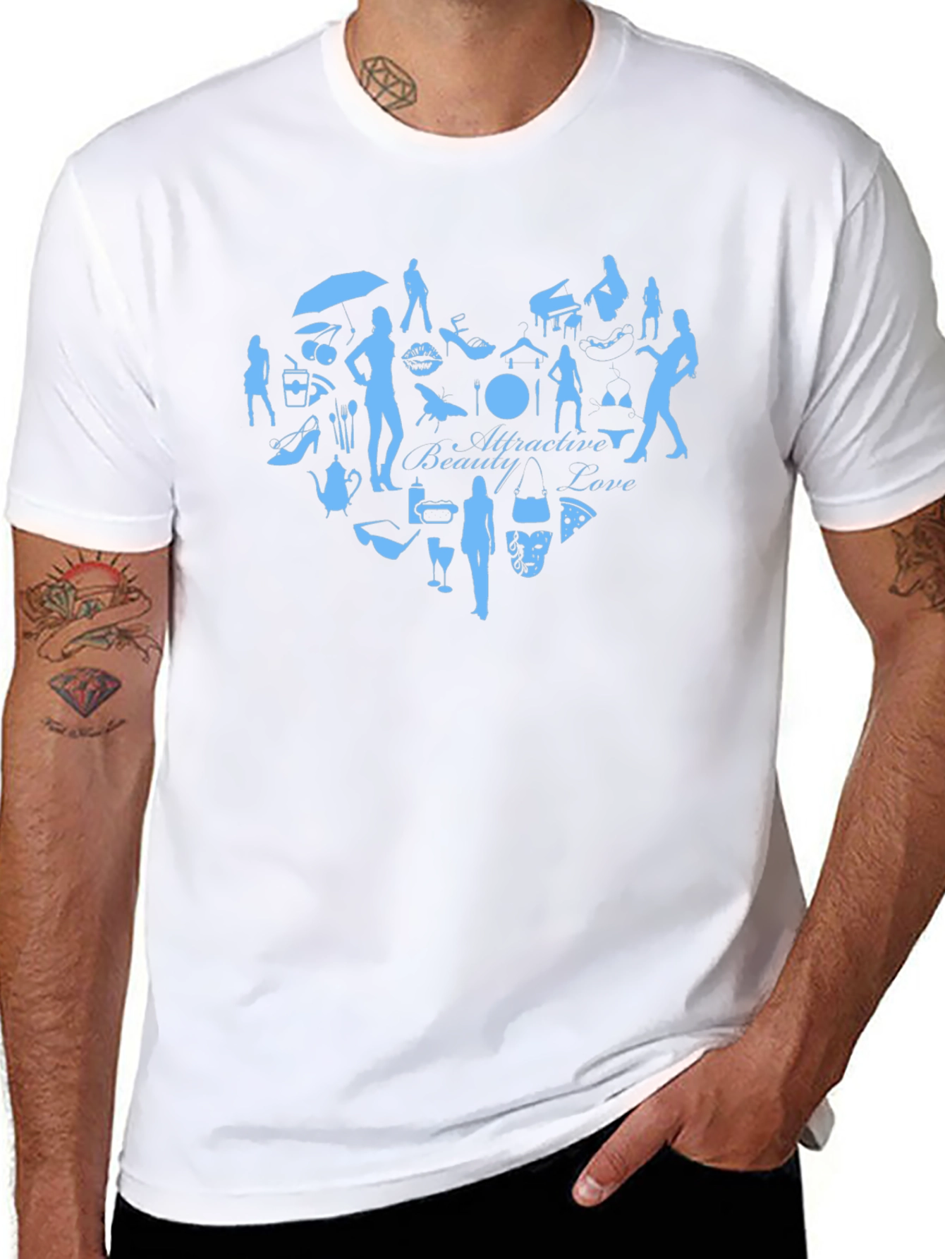 Attractive Beauty Love Graphic Tee - Black Cotton T-Shirt