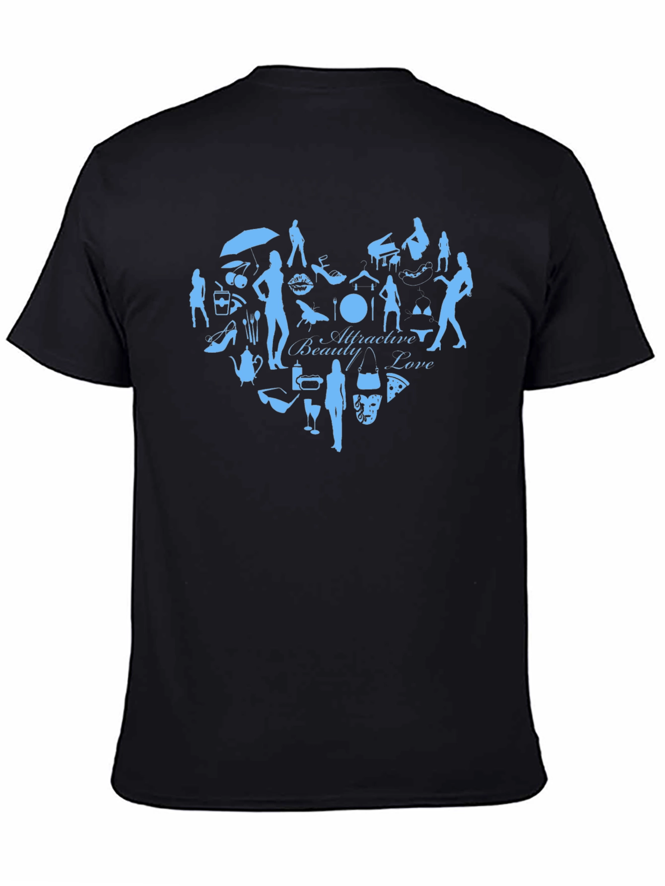 Attractive Beauty Love Graphic Tee - Black Cotton T-Shirt