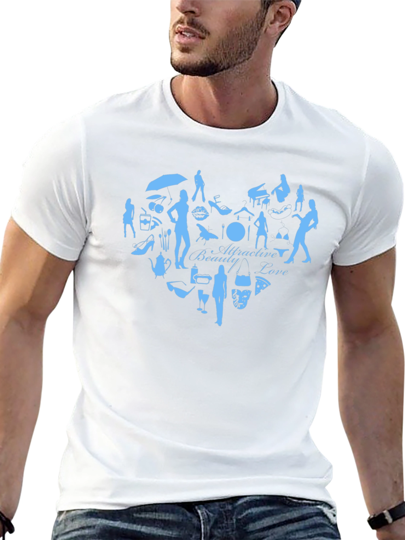 Attractive Beauty Love Graphic Tee - Black Cotton T-Shirt