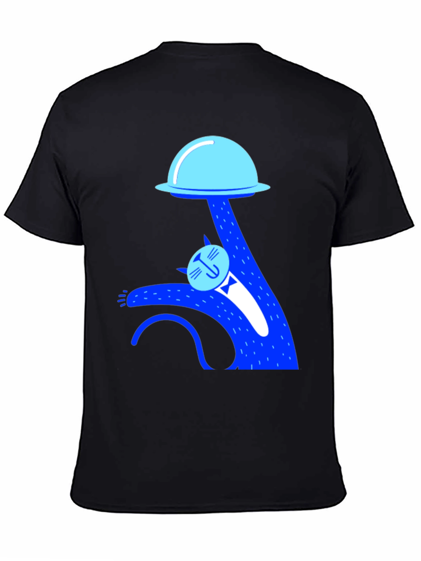Whimsical Cat UFO Abduction Black T-Shirt