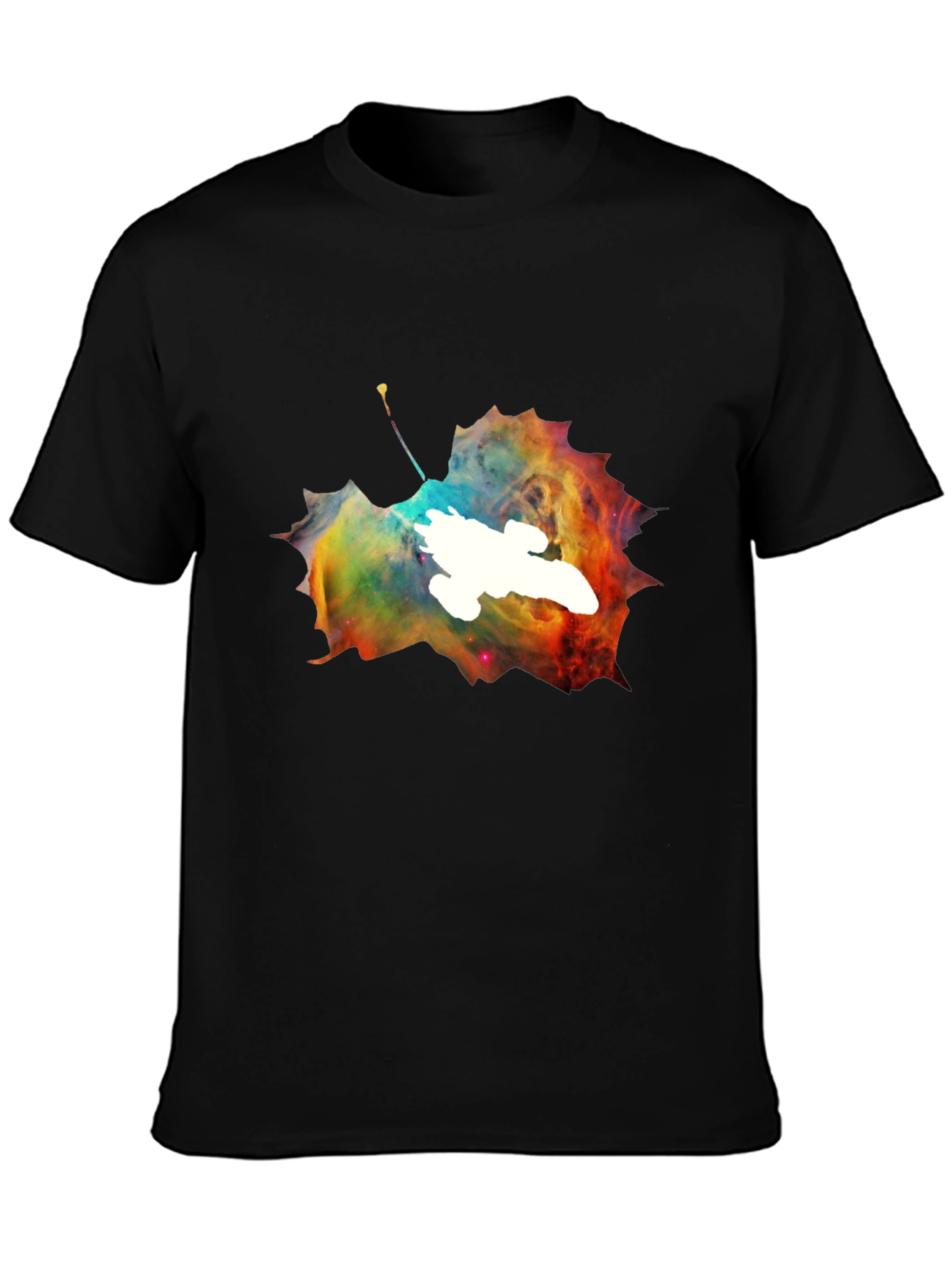 Nebula Leaf Graphic Tee - Trendy Space Design Shirt