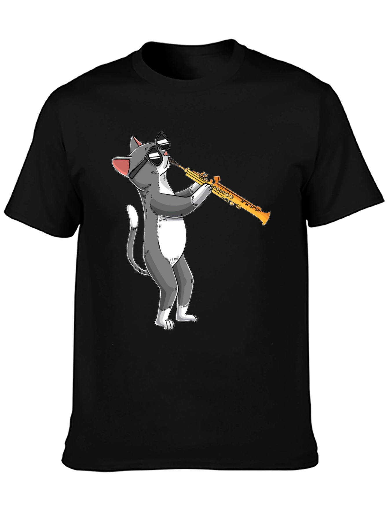 Cool Cat Saxophone T-Shirt - Playful Graphic Tee