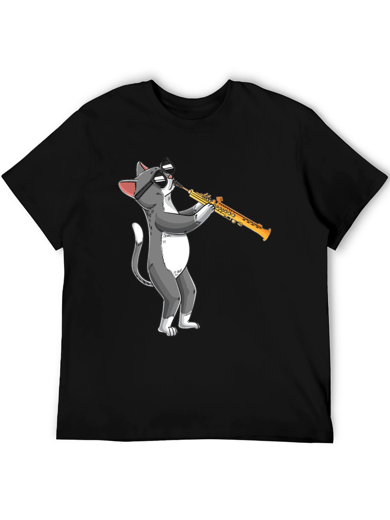 Cool Cat Saxophone T-Shirt - Playful Graphic Tee