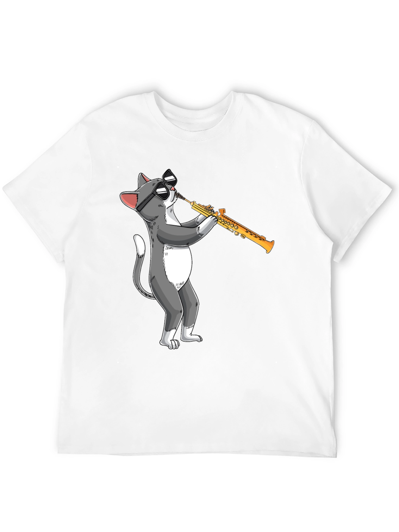 Cool Cat Saxophone T-Shirt - Playful Graphic Tee