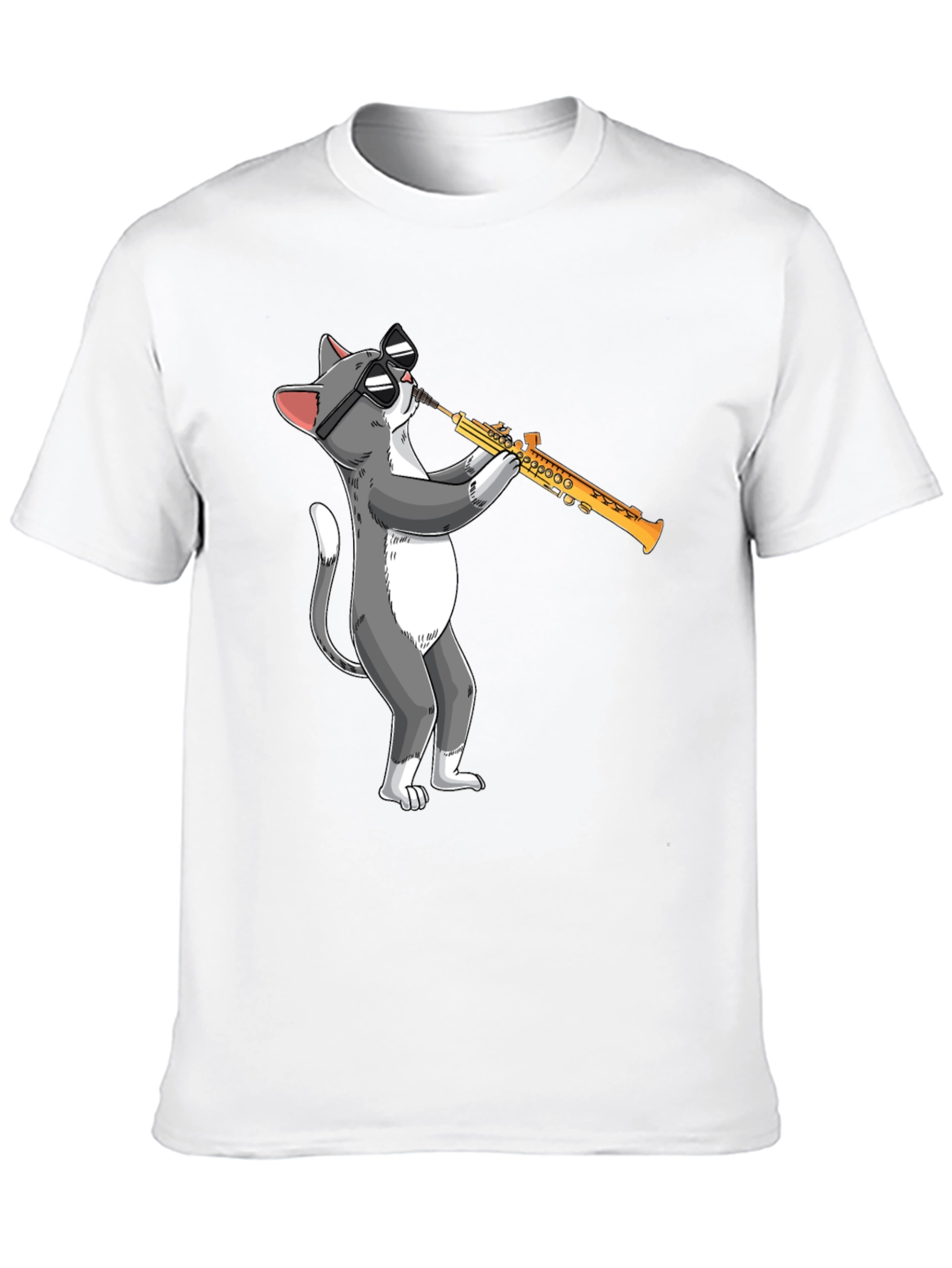 Cool Cat Saxophone T-Shirt - Playful Graphic Tee