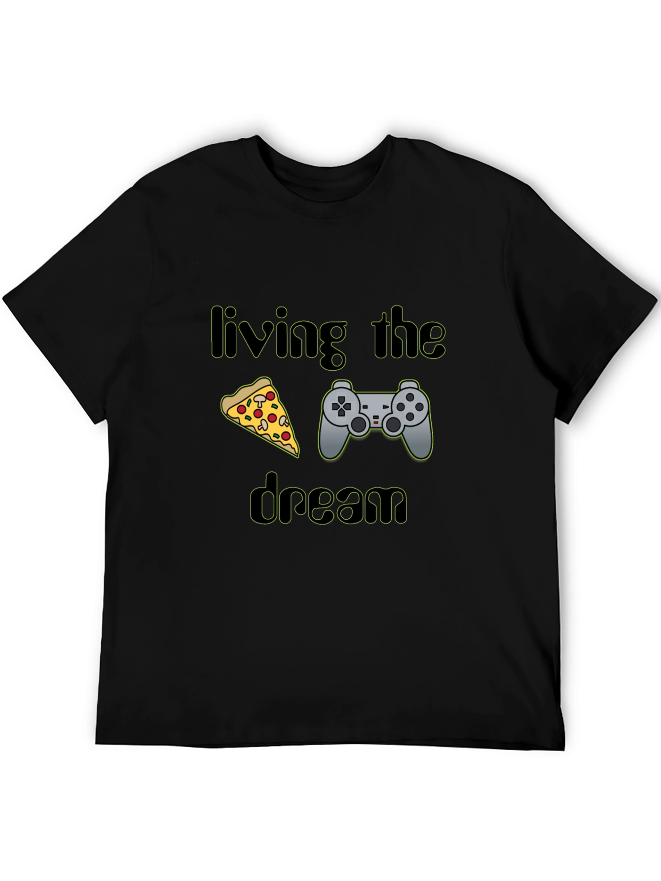 Living the Dream Pizza & Controller Black T-Shirt