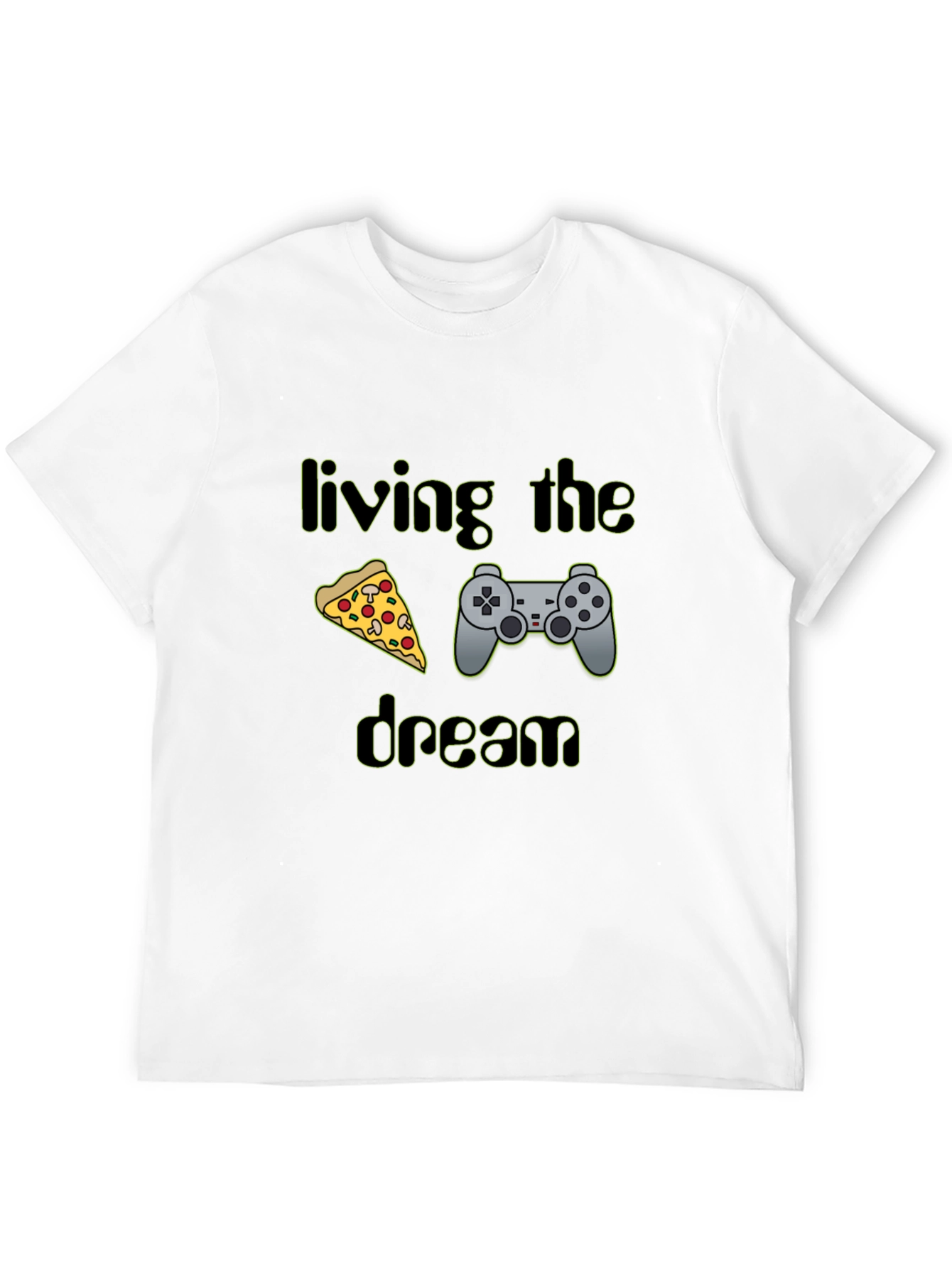 Living the Dream Pizza & Controller Black T-Shirt