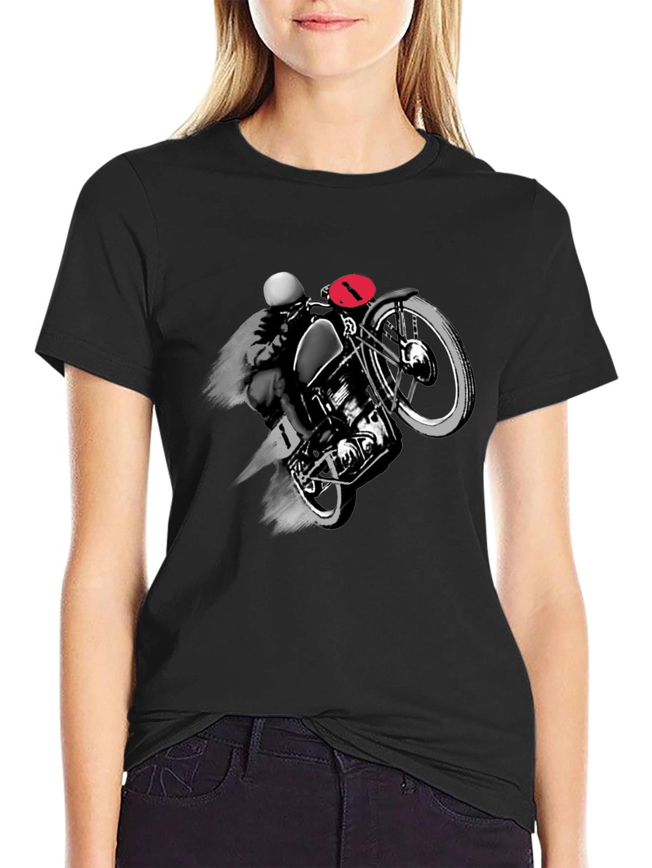Motorcycle Rider Graphic Black T-Shirt