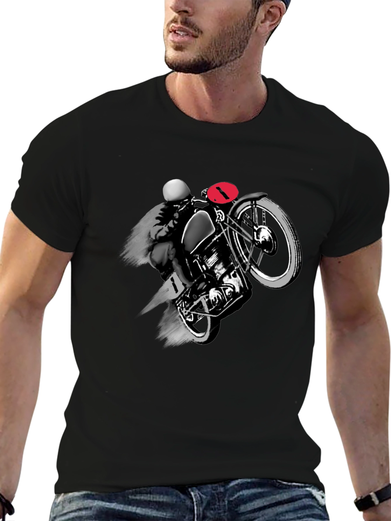 Motorcycle Rider Graphic Black T-Shirt