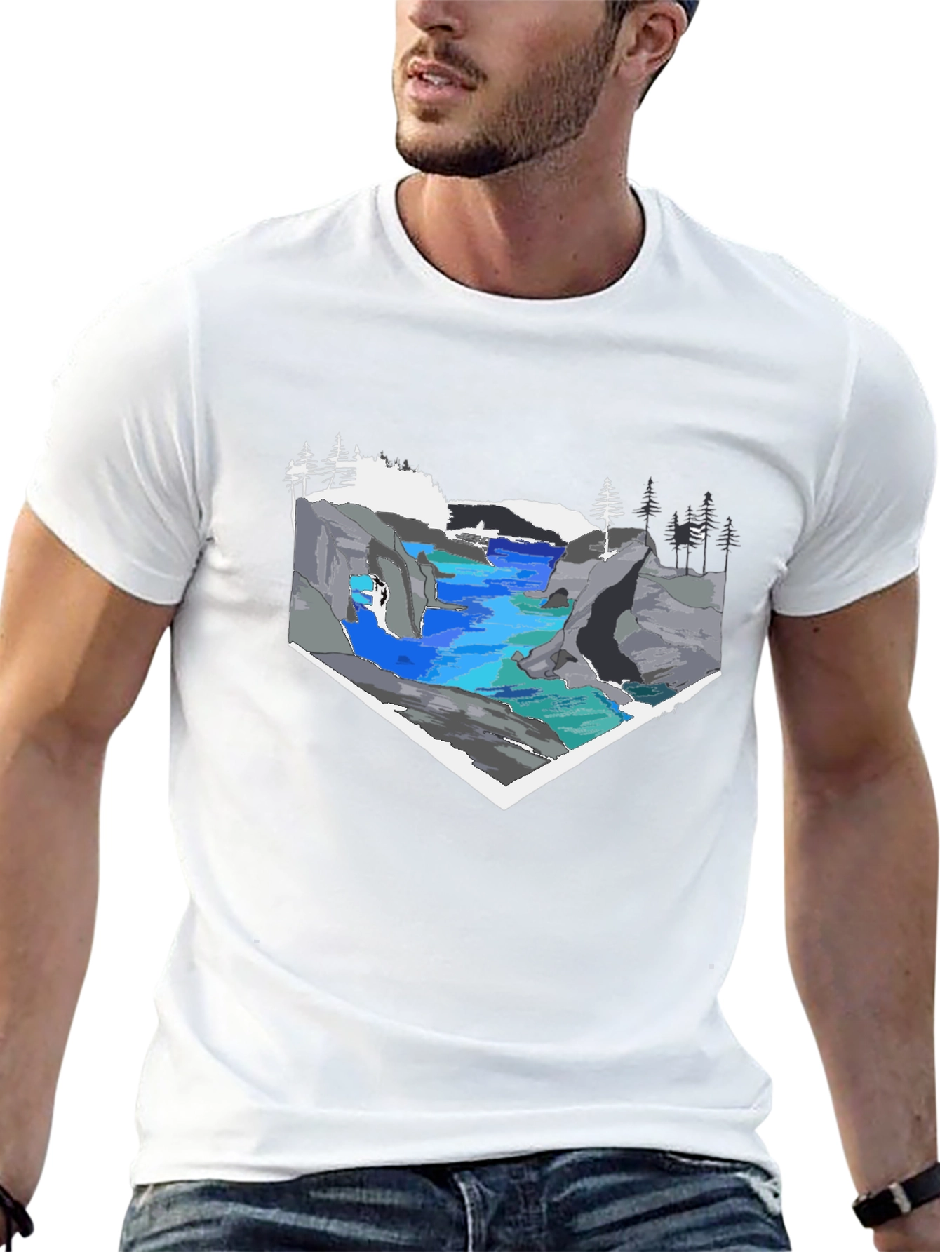 Scenic River Graphic Tee - Black