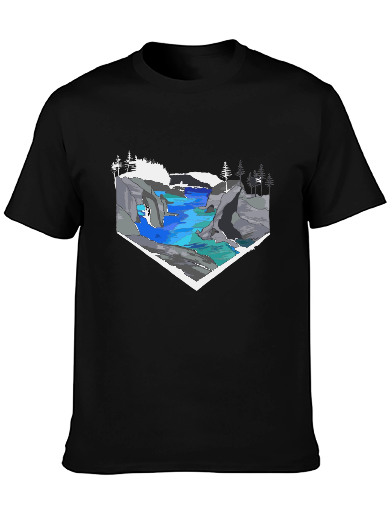 Scenic River Graphic Tee - Black