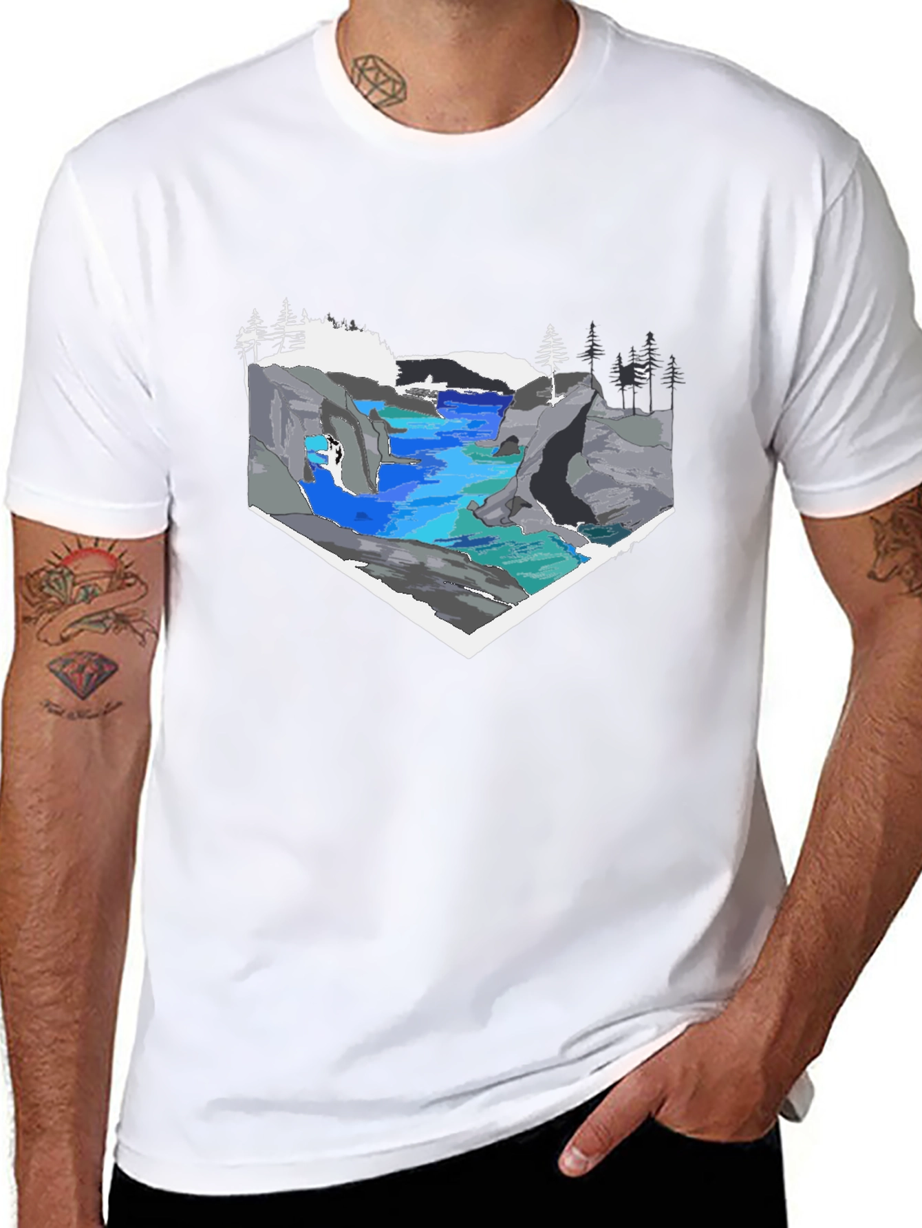 Scenic River Graphic Tee - Black