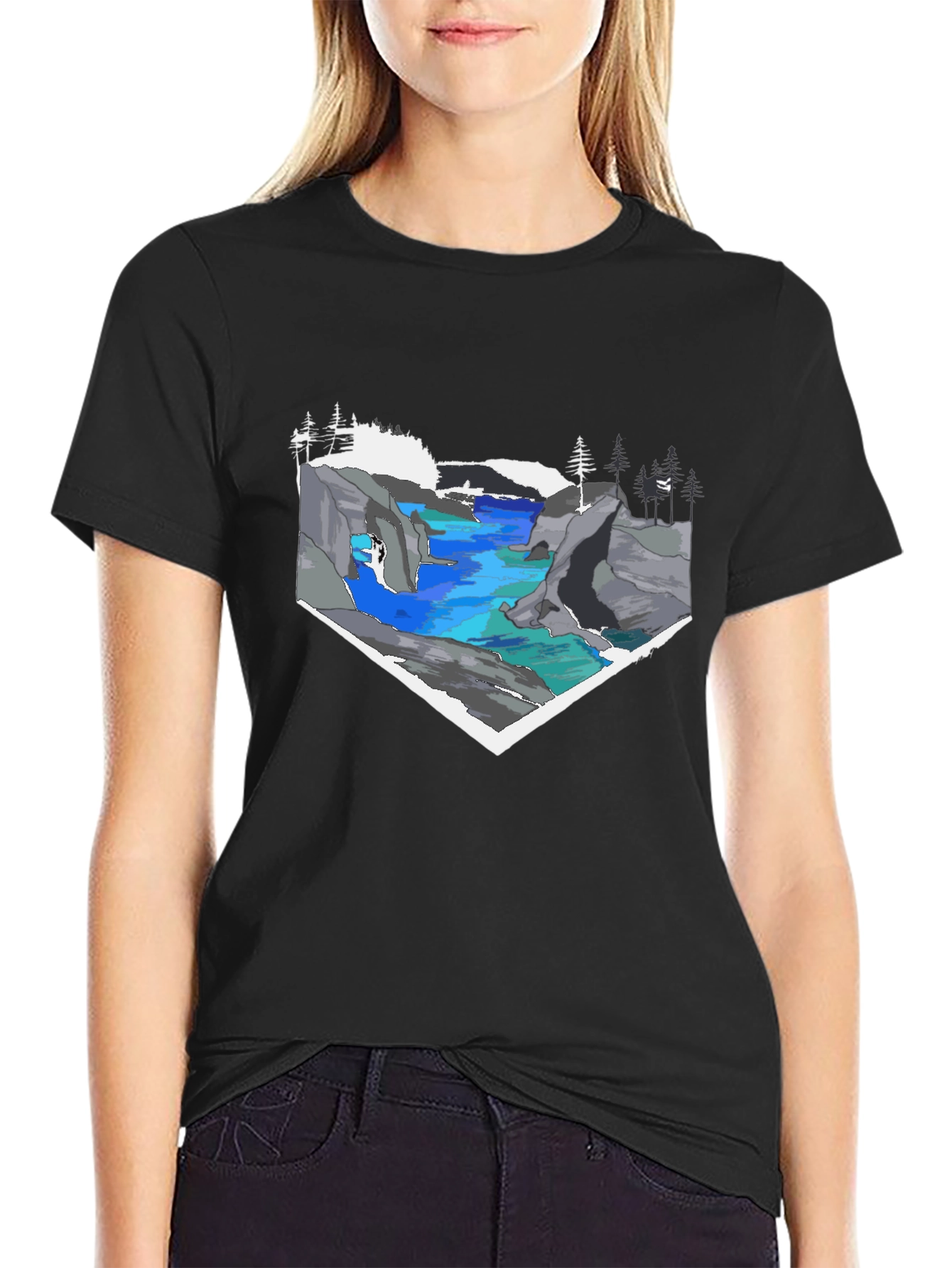 Scenic River Graphic Tee - Black