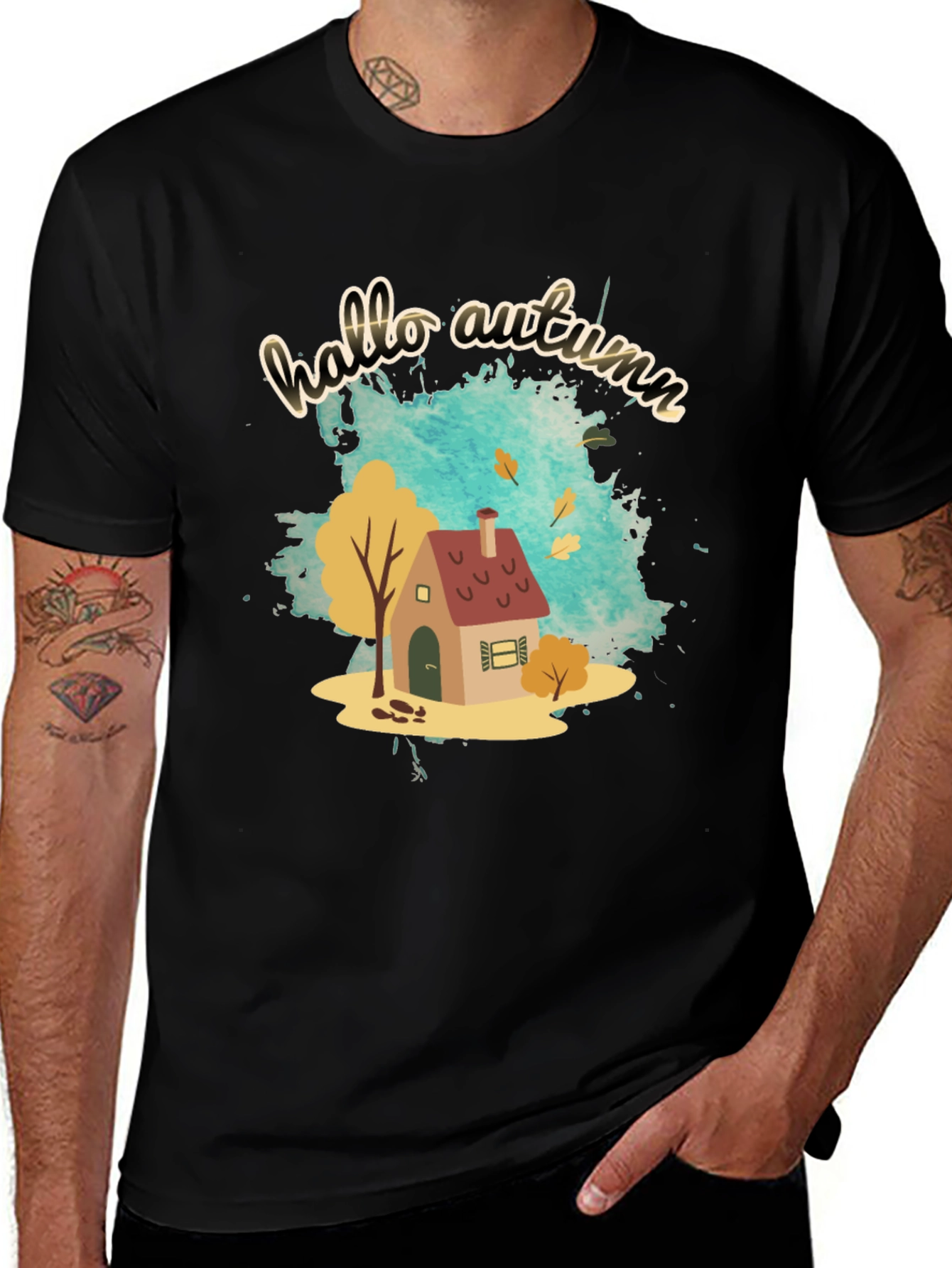 Hello Autumn Black Graphic Tee
