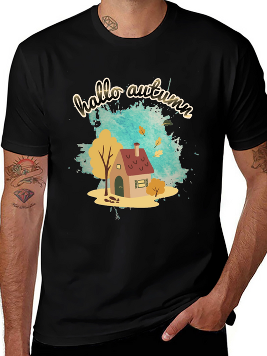Hello Autumn Black Graphic Tee