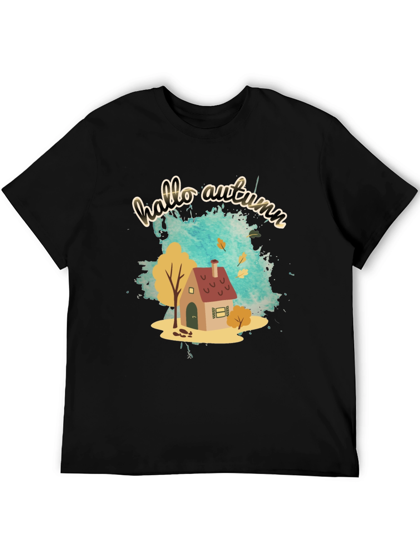 Hello Autumn Black Graphic Tee
