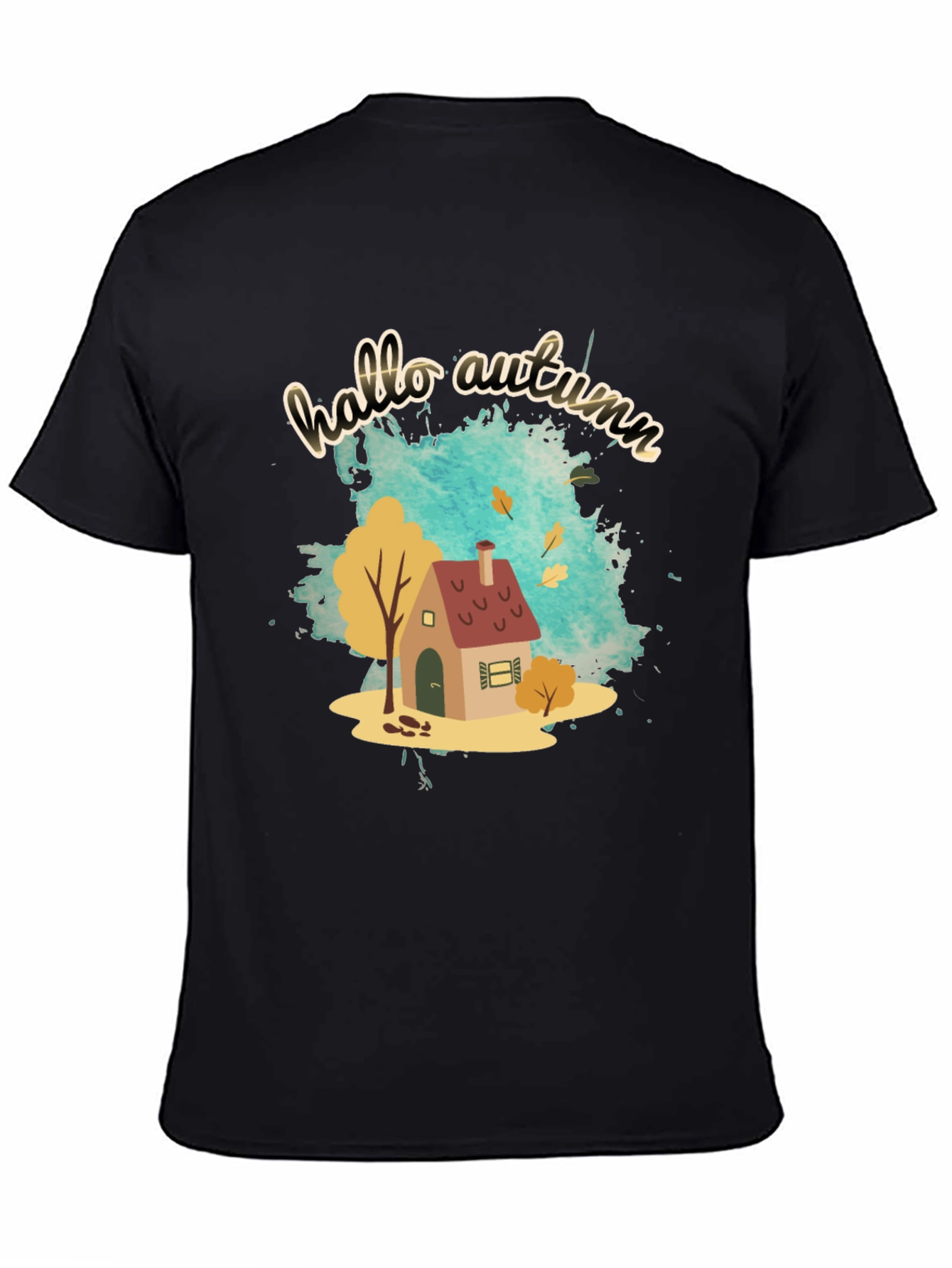 Hello Autumn Black Graphic Tee