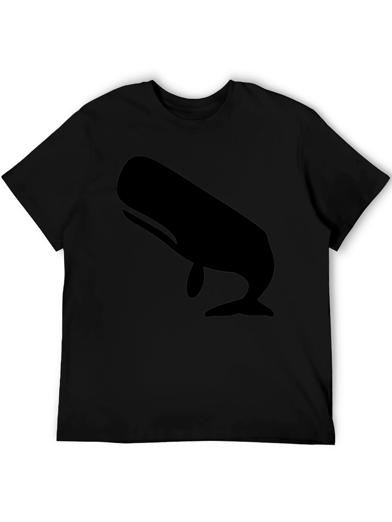 Whale Graphic Tee - Black Cotton Casual Shirt