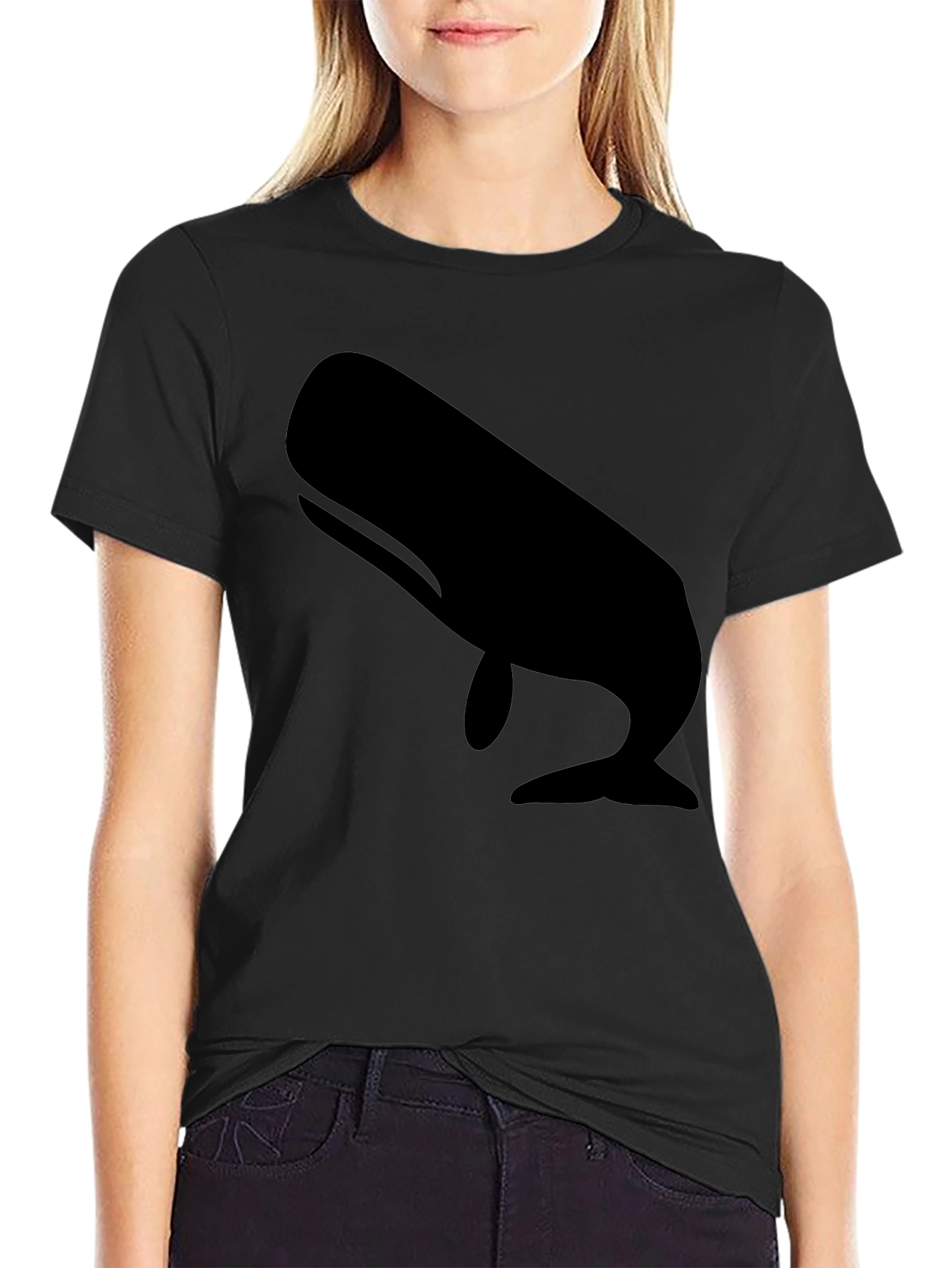 Whale Graphic Tee - Black Cotton Casual Shirt