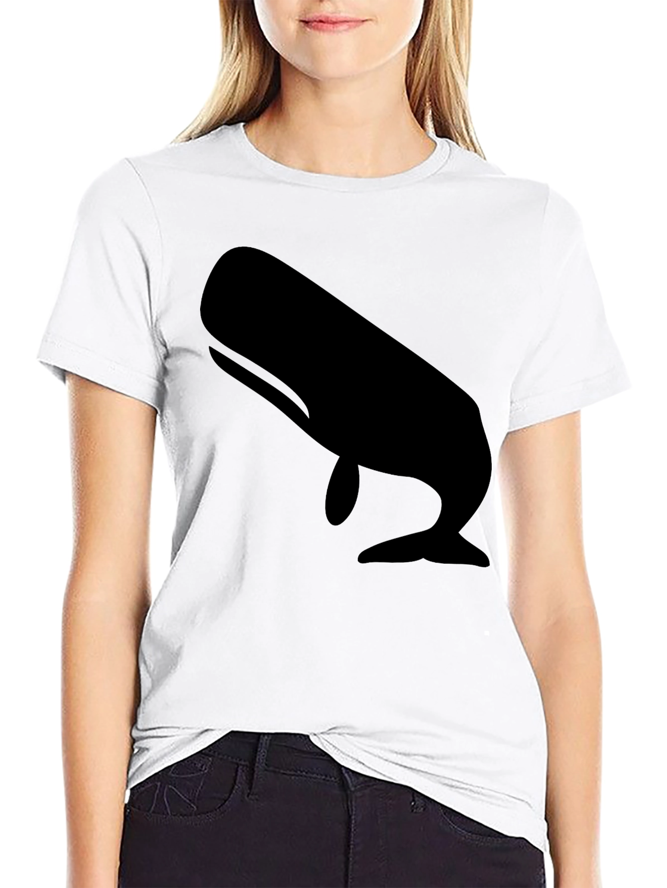 Whale Graphic Tee - Black Cotton Casual Shirt