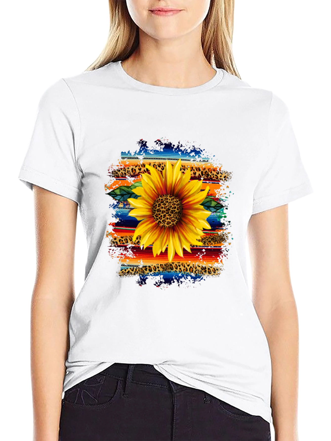 Sunflower Serape Leopard Print Graphic Tee