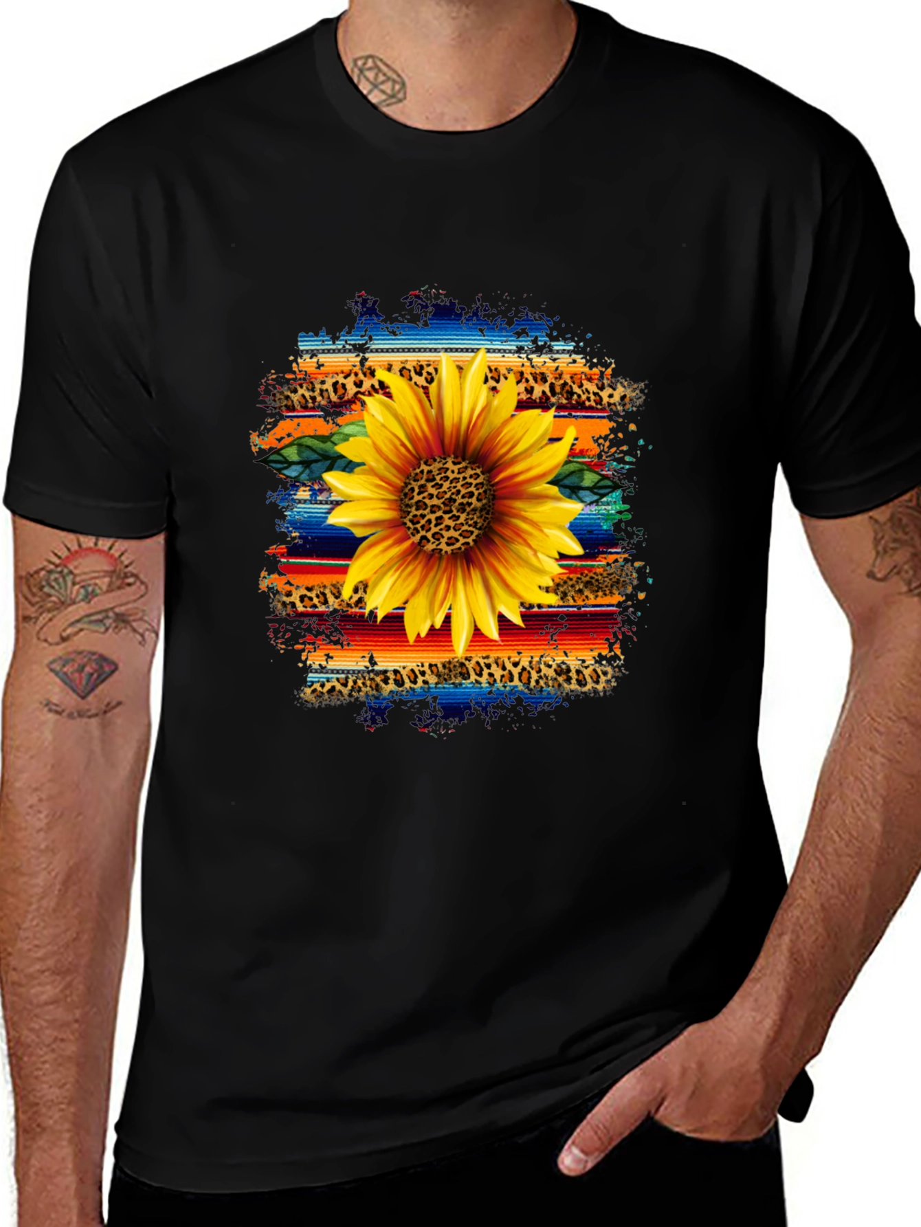 Sunflower Serape Leopard Print Graphic Tee