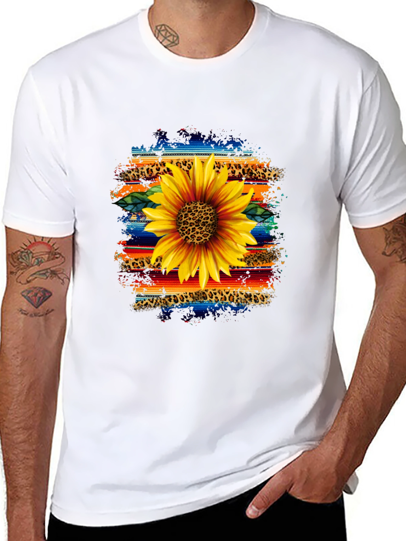 Sunflower Serape Leopard Print Graphic Tee