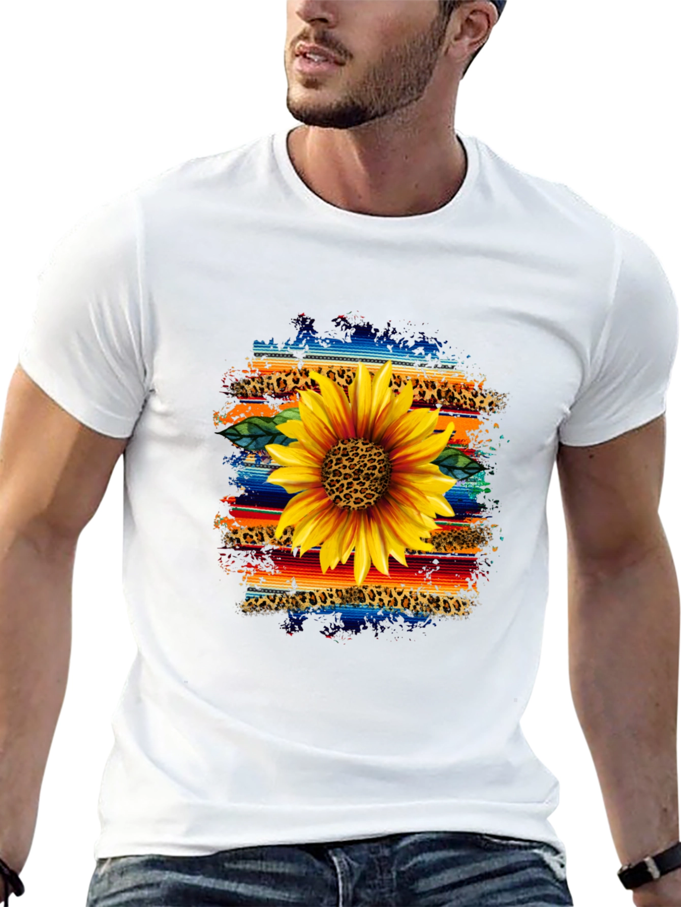 Sunflower Serape Leopard Print Graphic Tee
