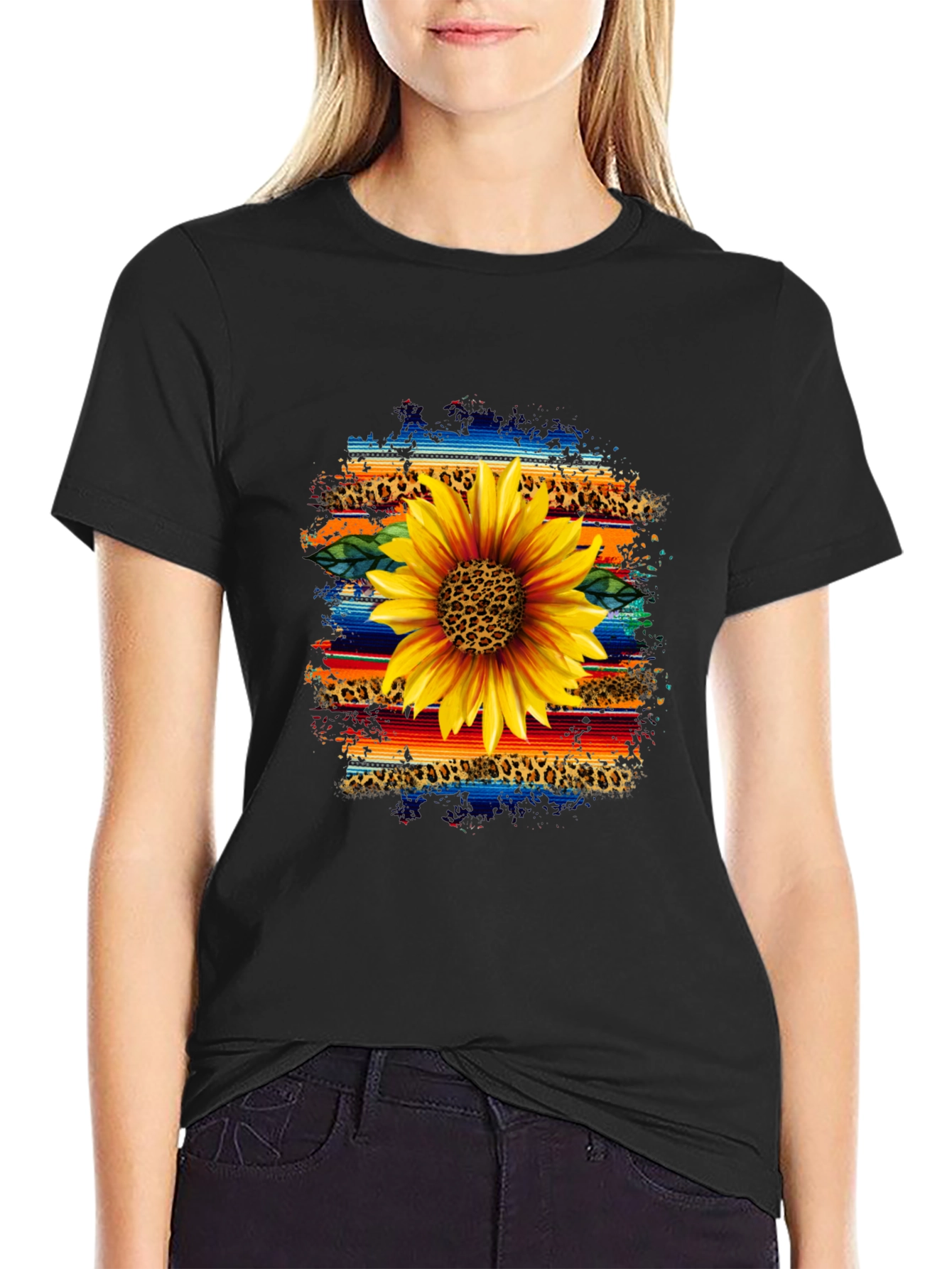 Sunflower Serape Leopard Print Graphic Tee