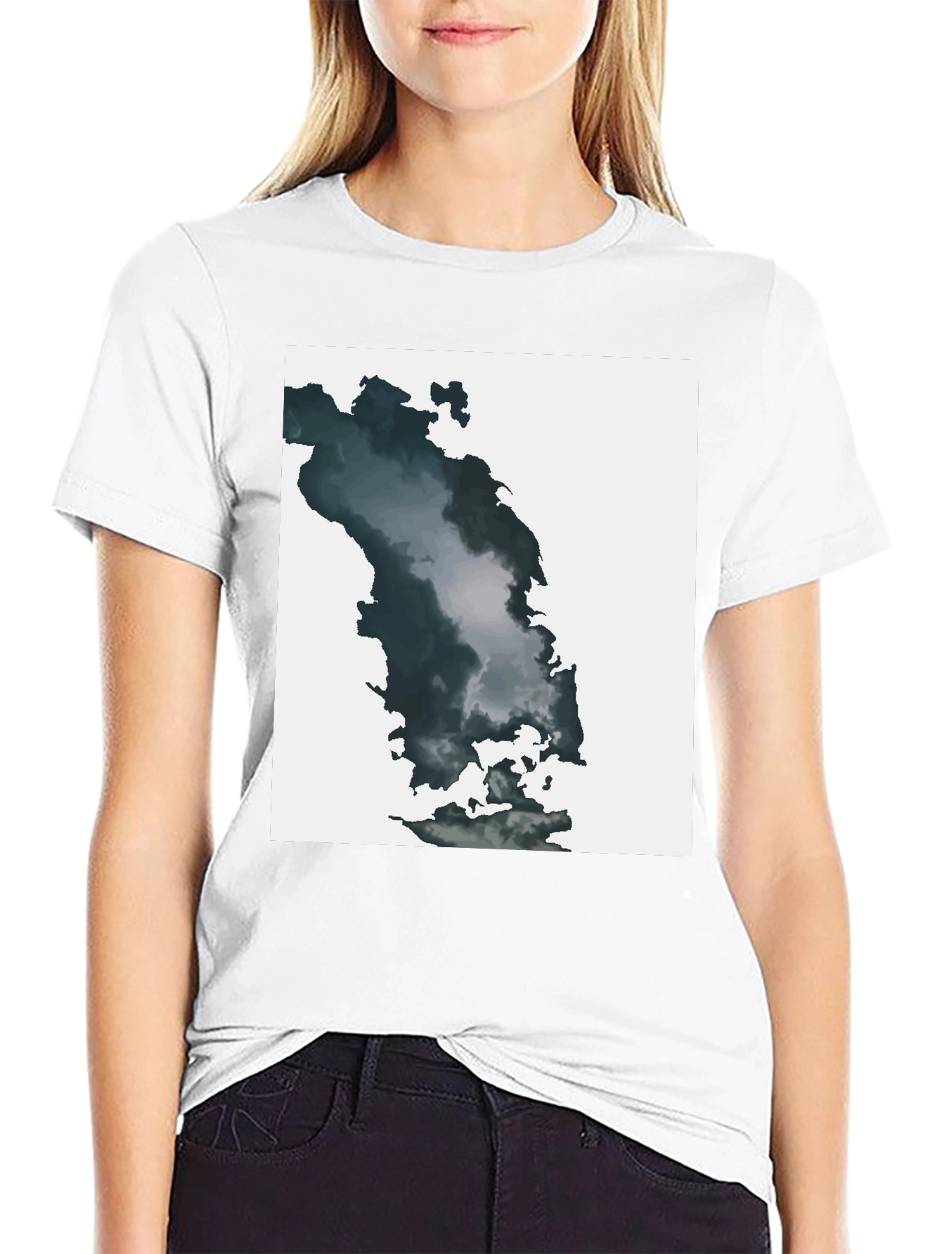 Abstract Cloudscape Graphic Tee - Soft Black Cotton Blend