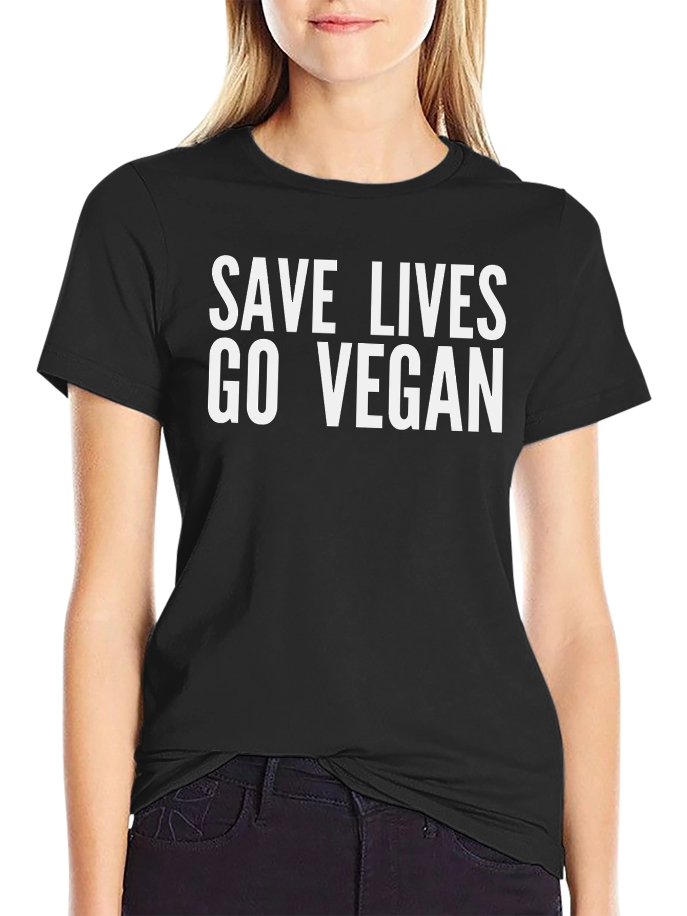 Save Lives Go Vegan T-Shirt Black