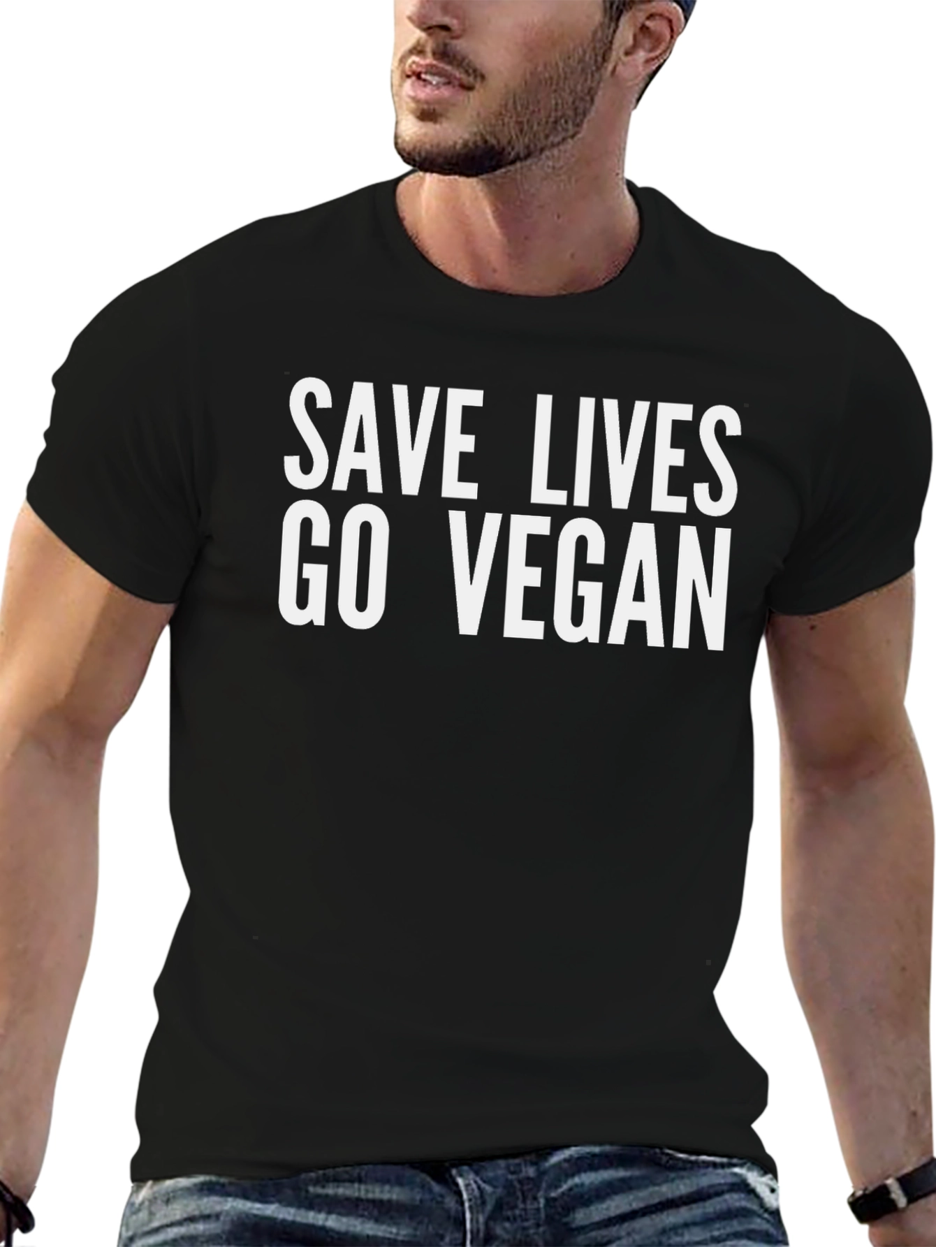 Save Lives Go Vegan T-Shirt Black