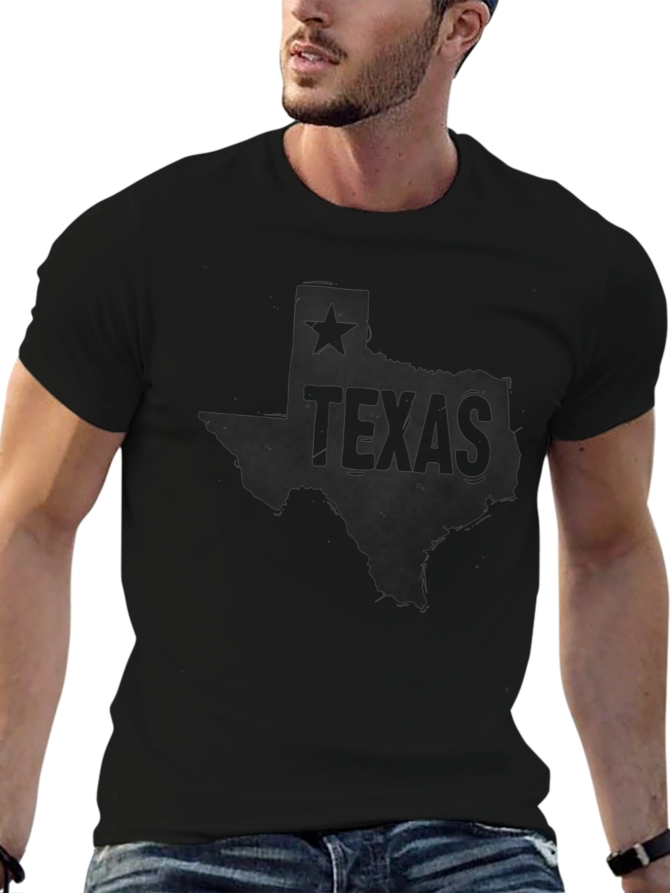 Texas State Map T-Shirt - Black Graphic Tee