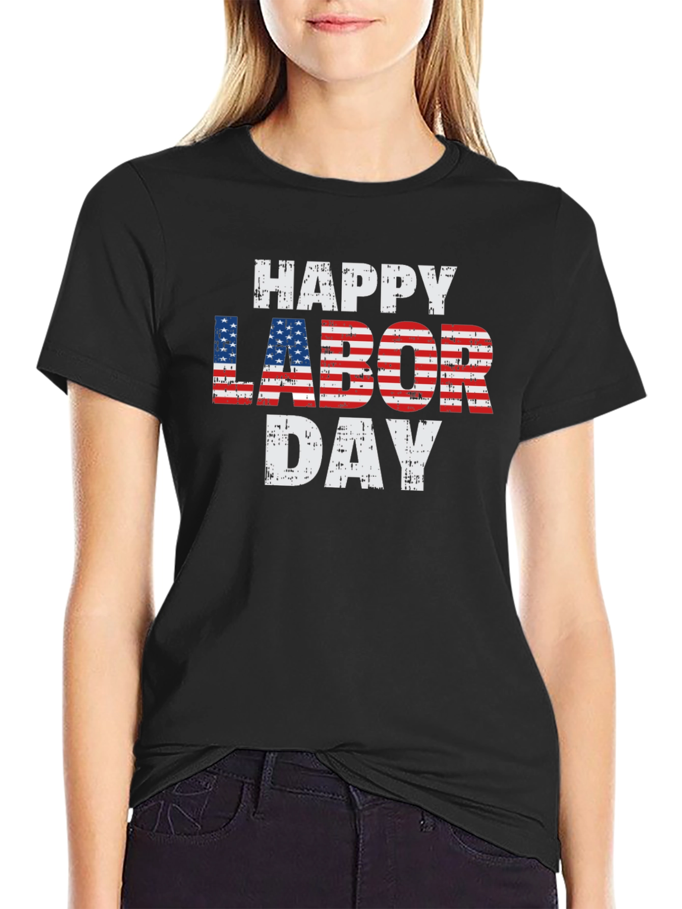 Happy Labor Day Patriotic USA Flag T-Shirt