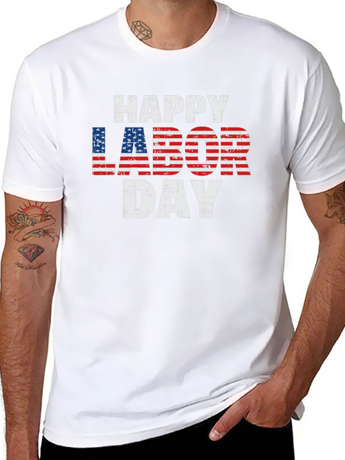 Happy Labor Day Patriotic USA Flag T-Shirt