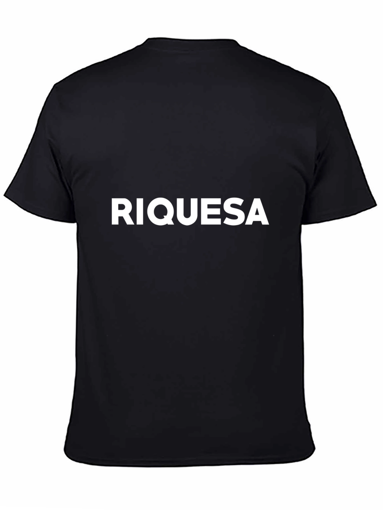 Riquesa Black Crew Neck T-Shirt Casual Streetwear