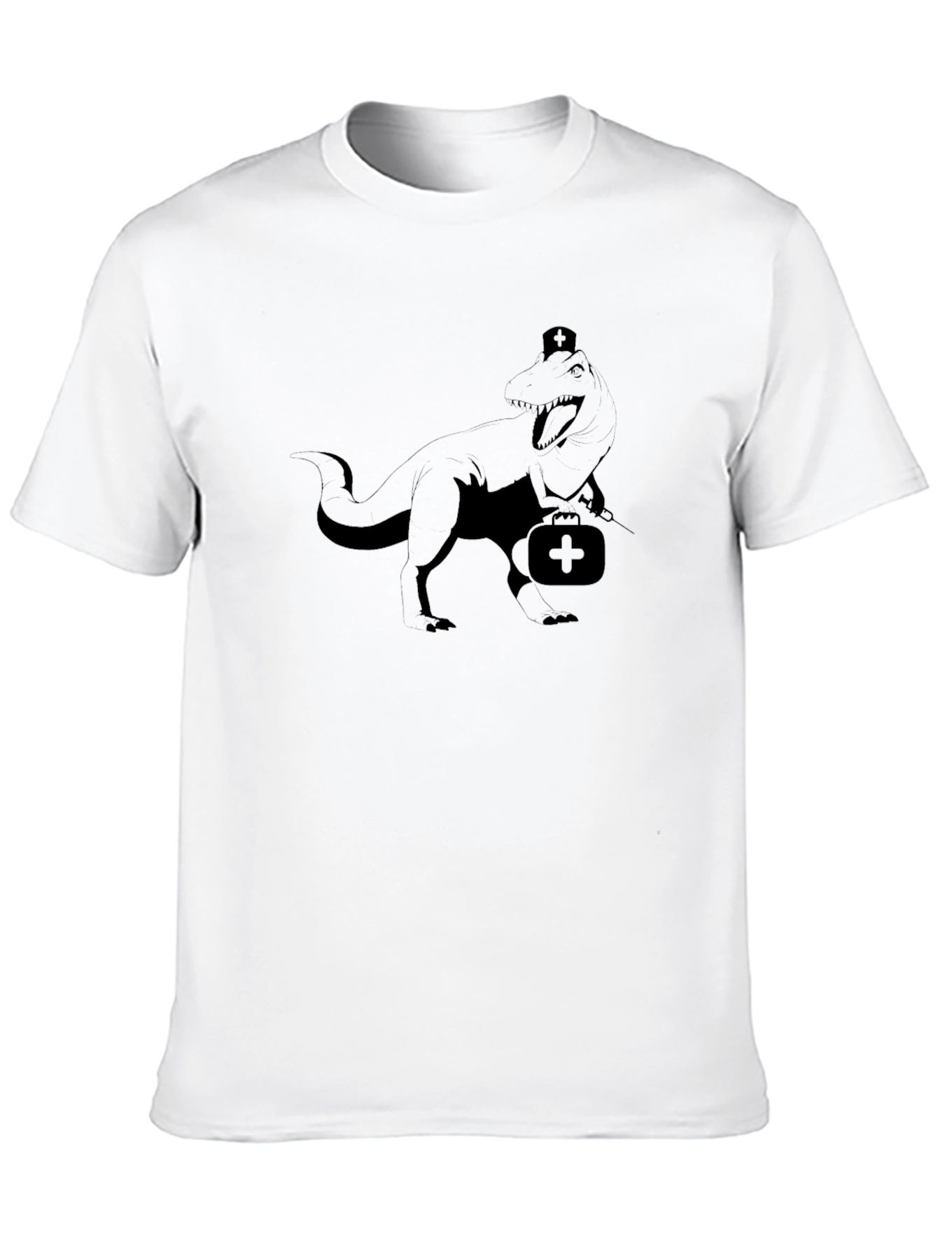 T-Rex Nurse Black Graphic Tee