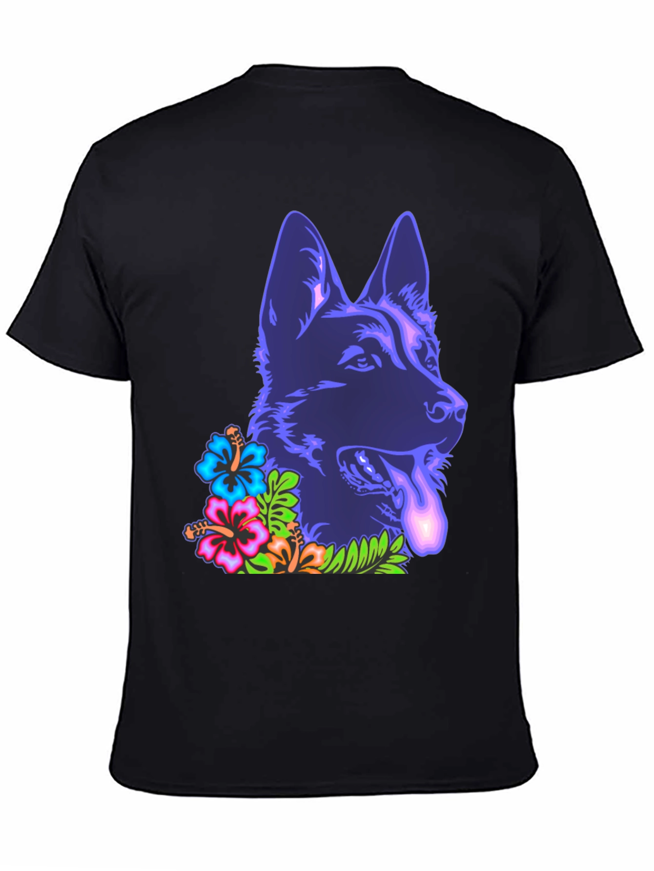 Neon Floral German Shepherd T-Shirt