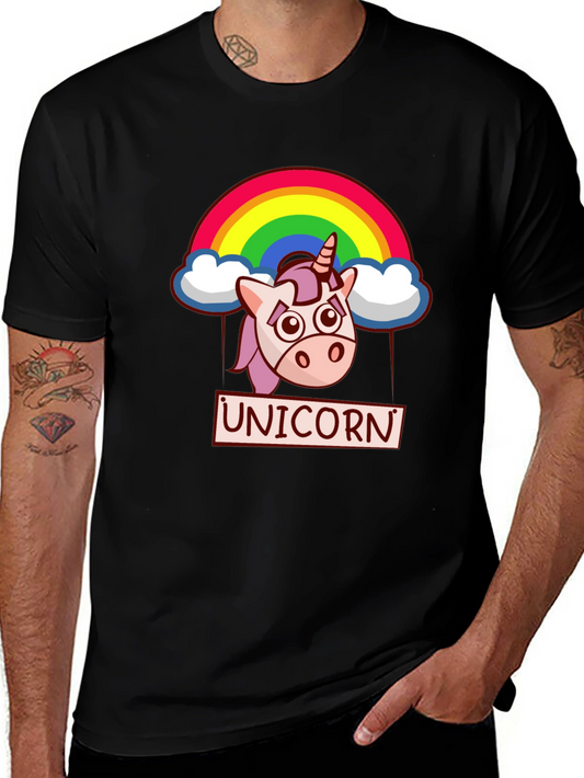 Unicorn Rainbow Graphic T-Shirt - Black