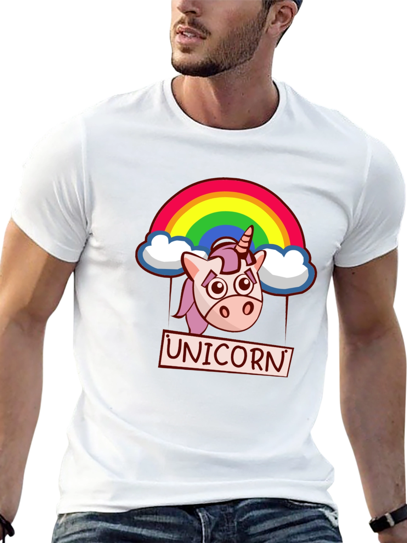 Unicorn Rainbow Graphic T-Shirt - Black