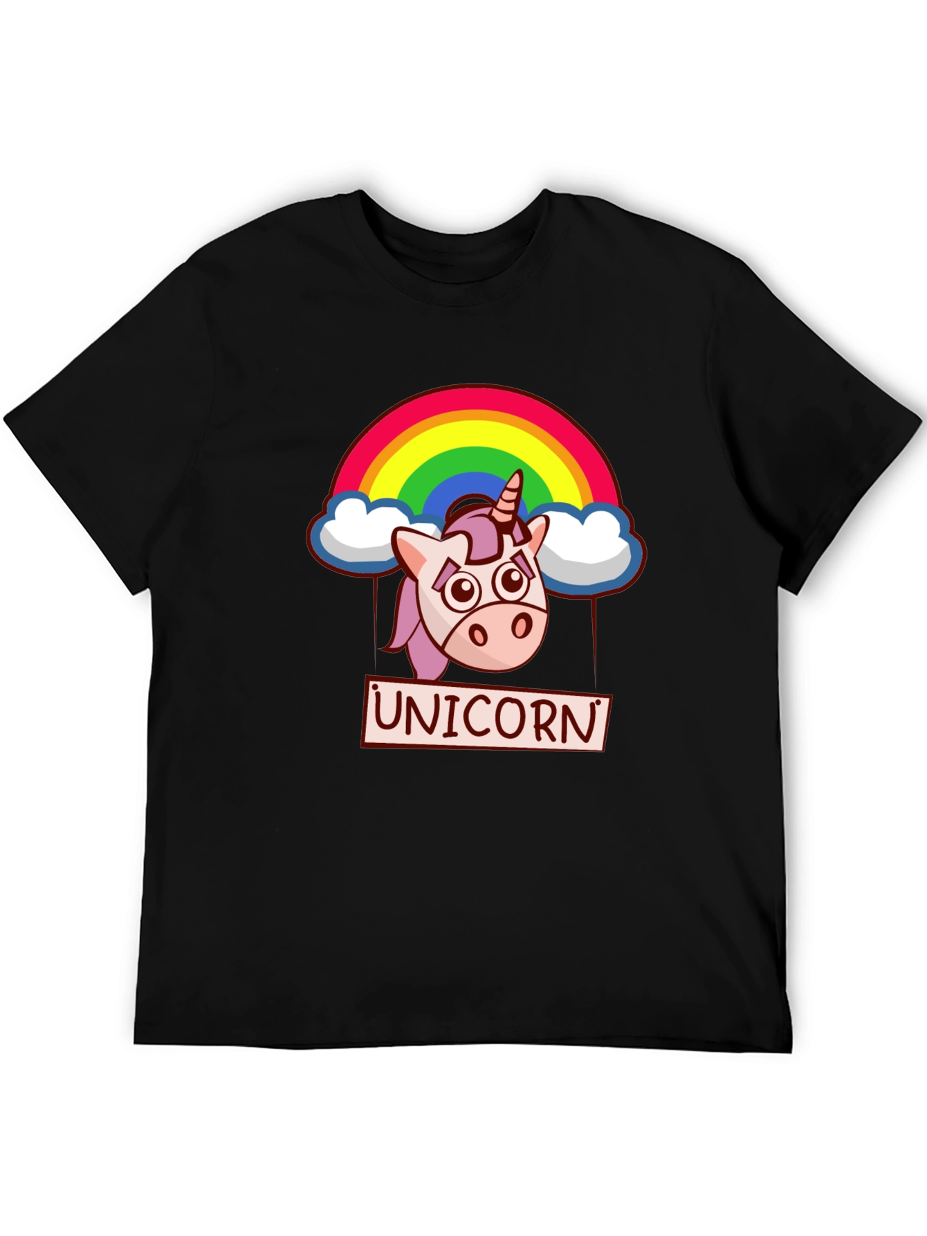 Unicorn Rainbow Graphic T-Shirt - Black