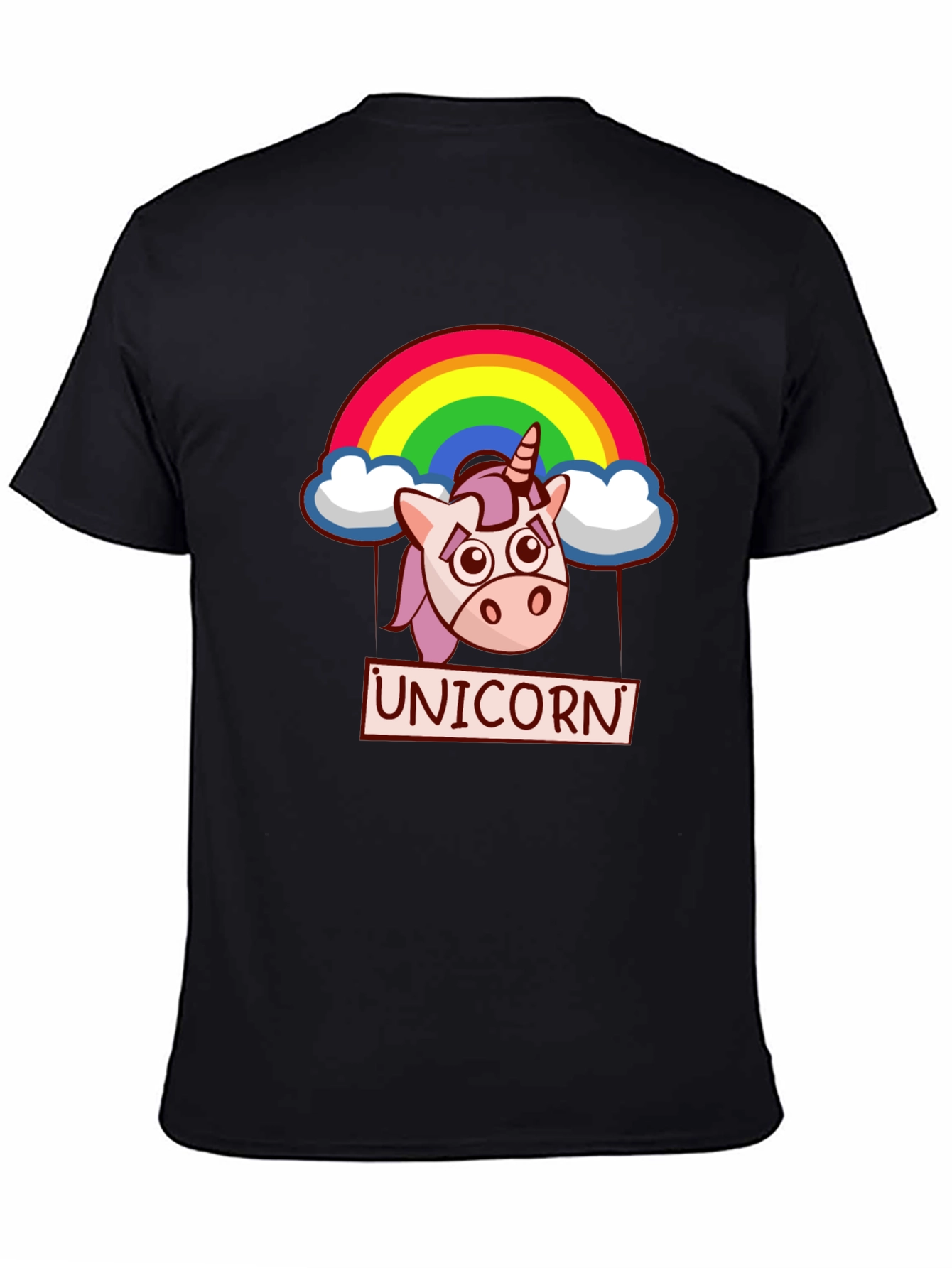 Unicorn Rainbow Graphic T-Shirt - Black