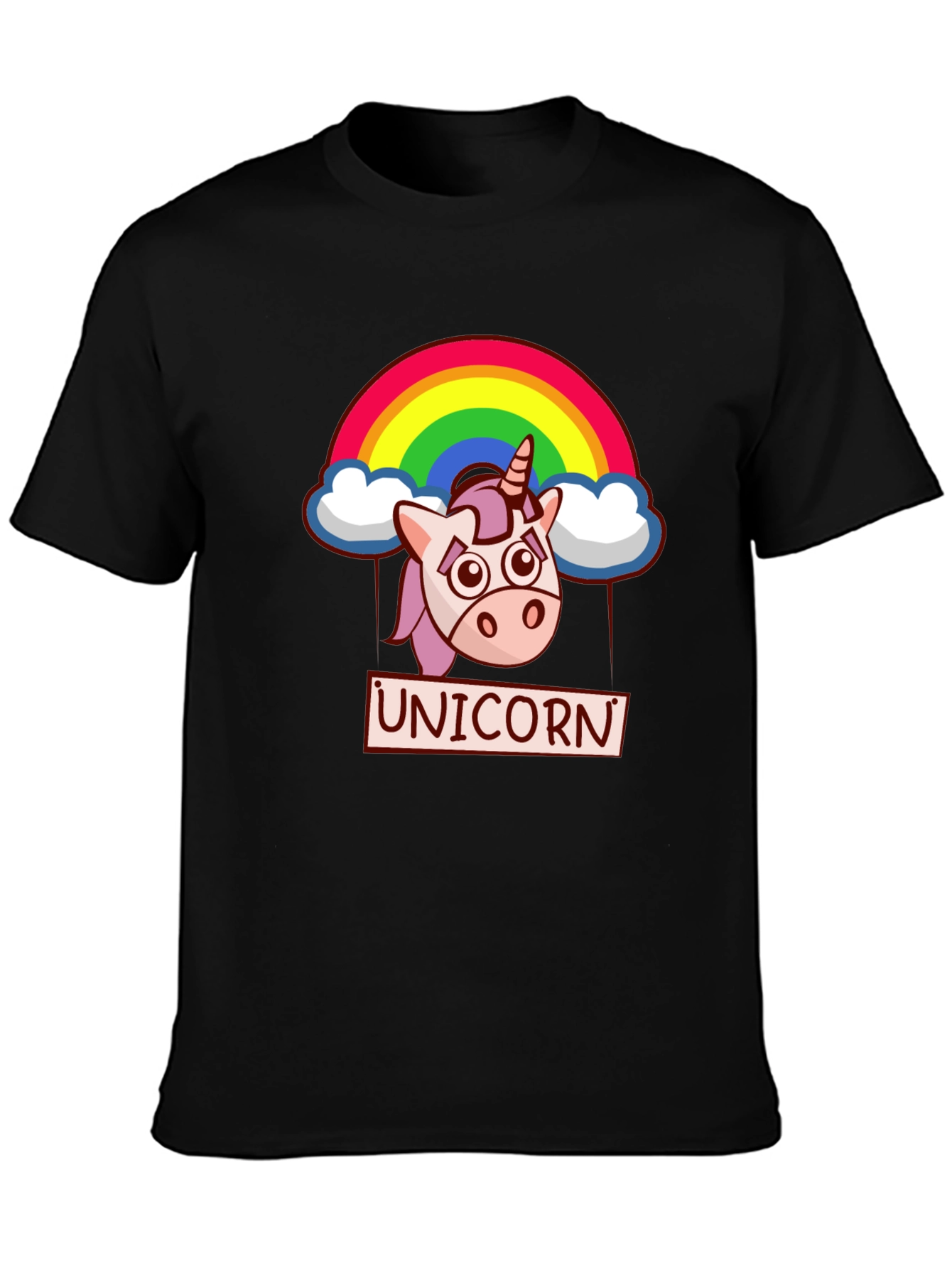 Unicorn Rainbow Graphic T-Shirt - Black