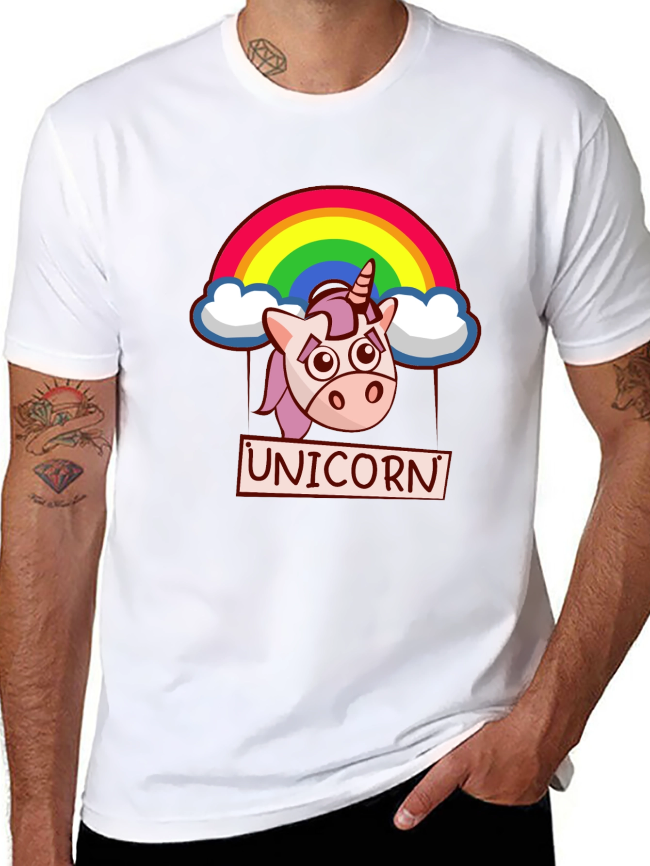 Unicorn Rainbow Graphic T-Shirt - Black
