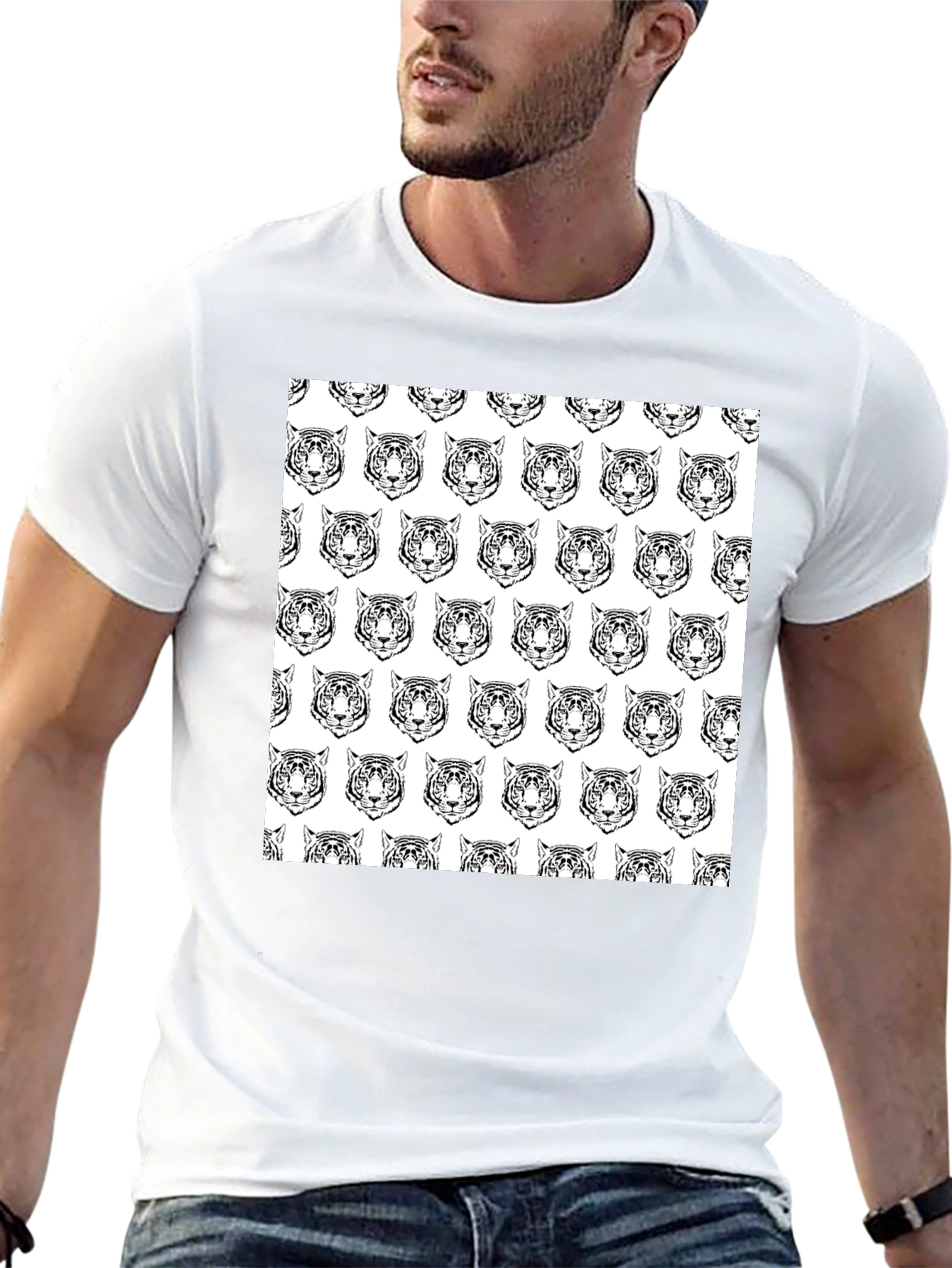 Black Tiger Print Graphic Tee