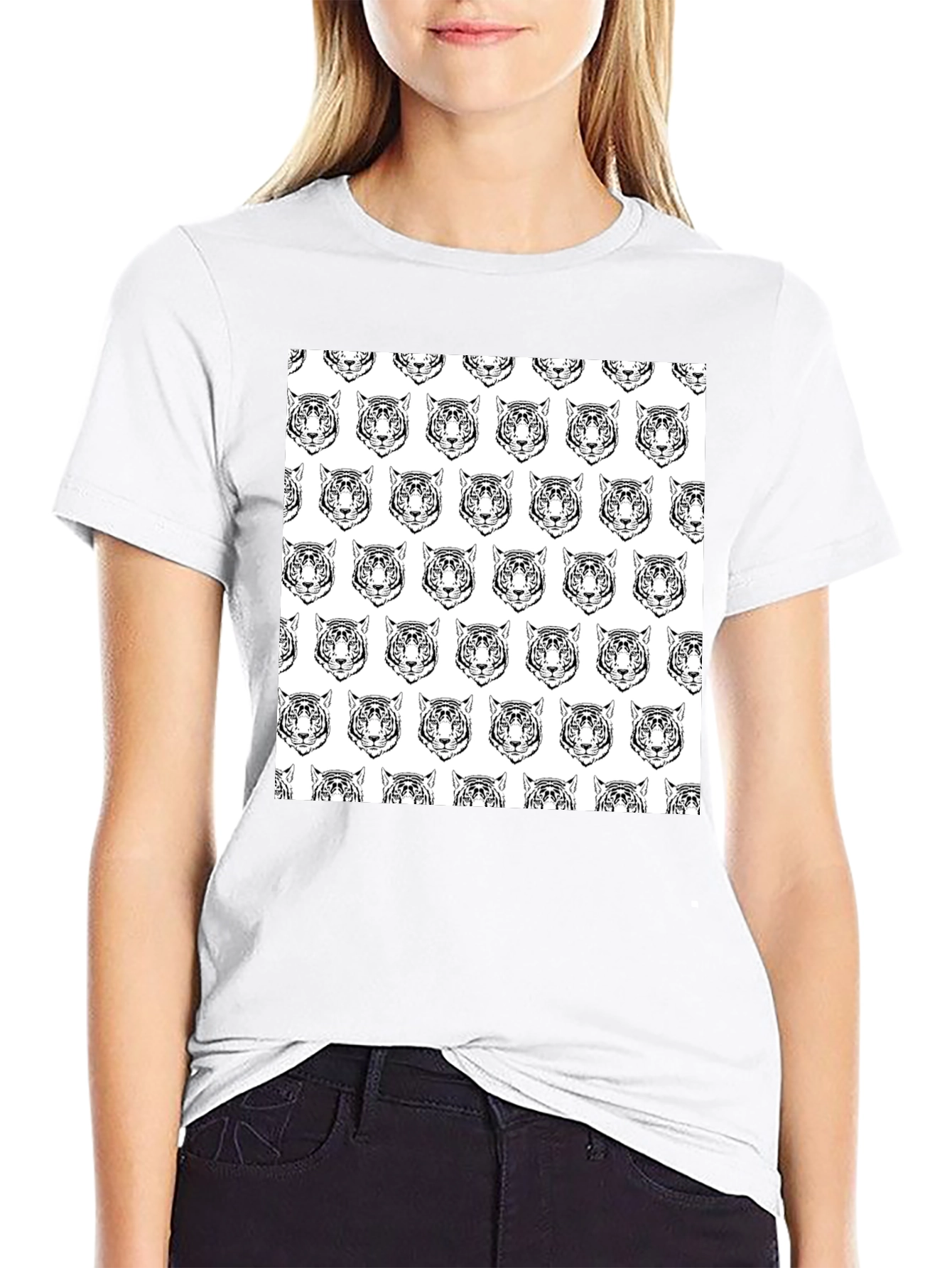 Black Tiger Print Graphic Tee