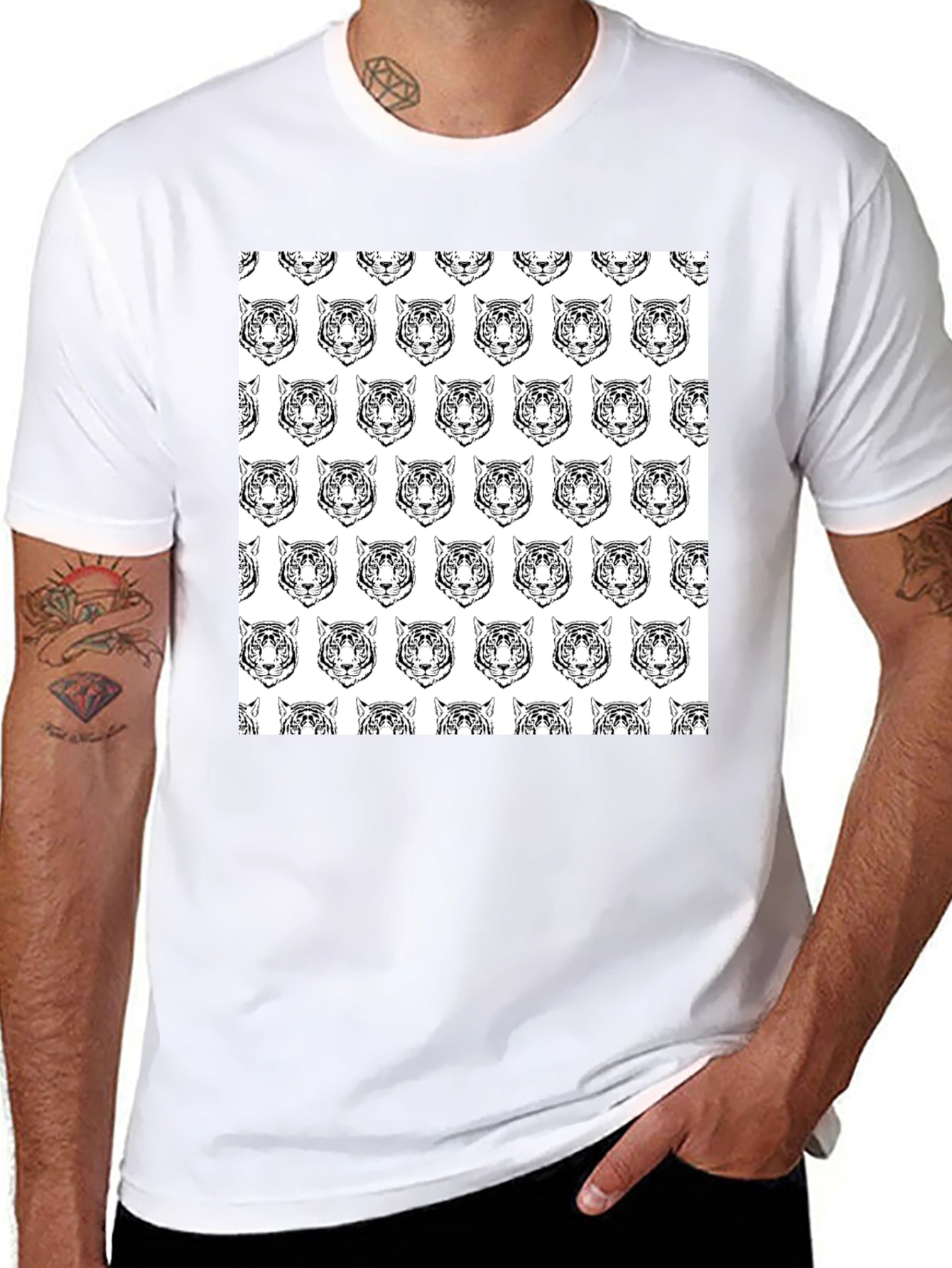 Black Tiger Print Graphic Tee
