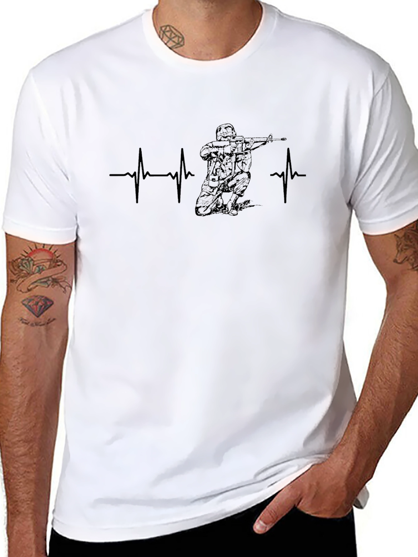 Heartbeat Soldier Graphic Tee - Black